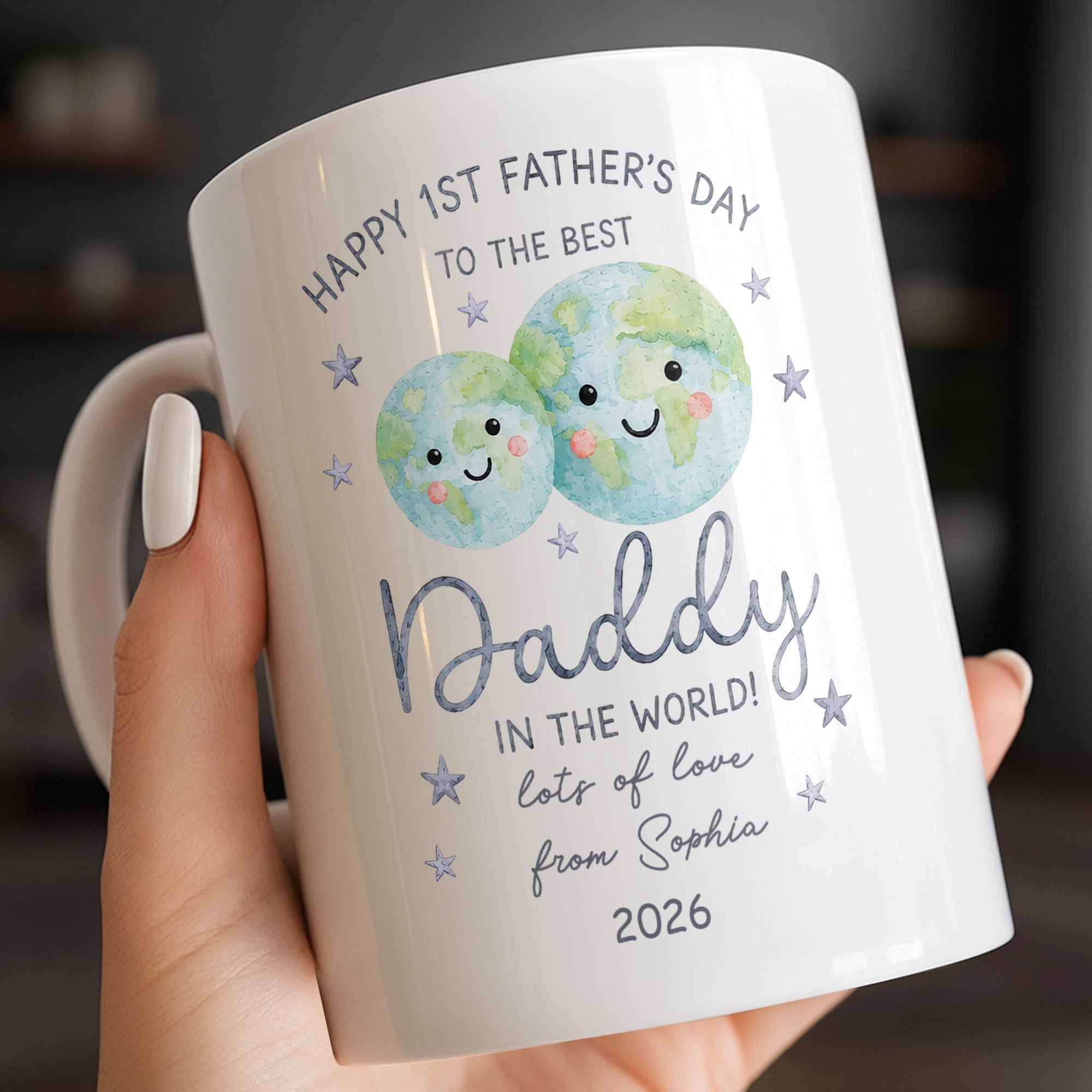 Personalized Coffee Mug for Dad Happy 1st Father's Day Globe Gift Edge-to-edge Mug GradoCreations