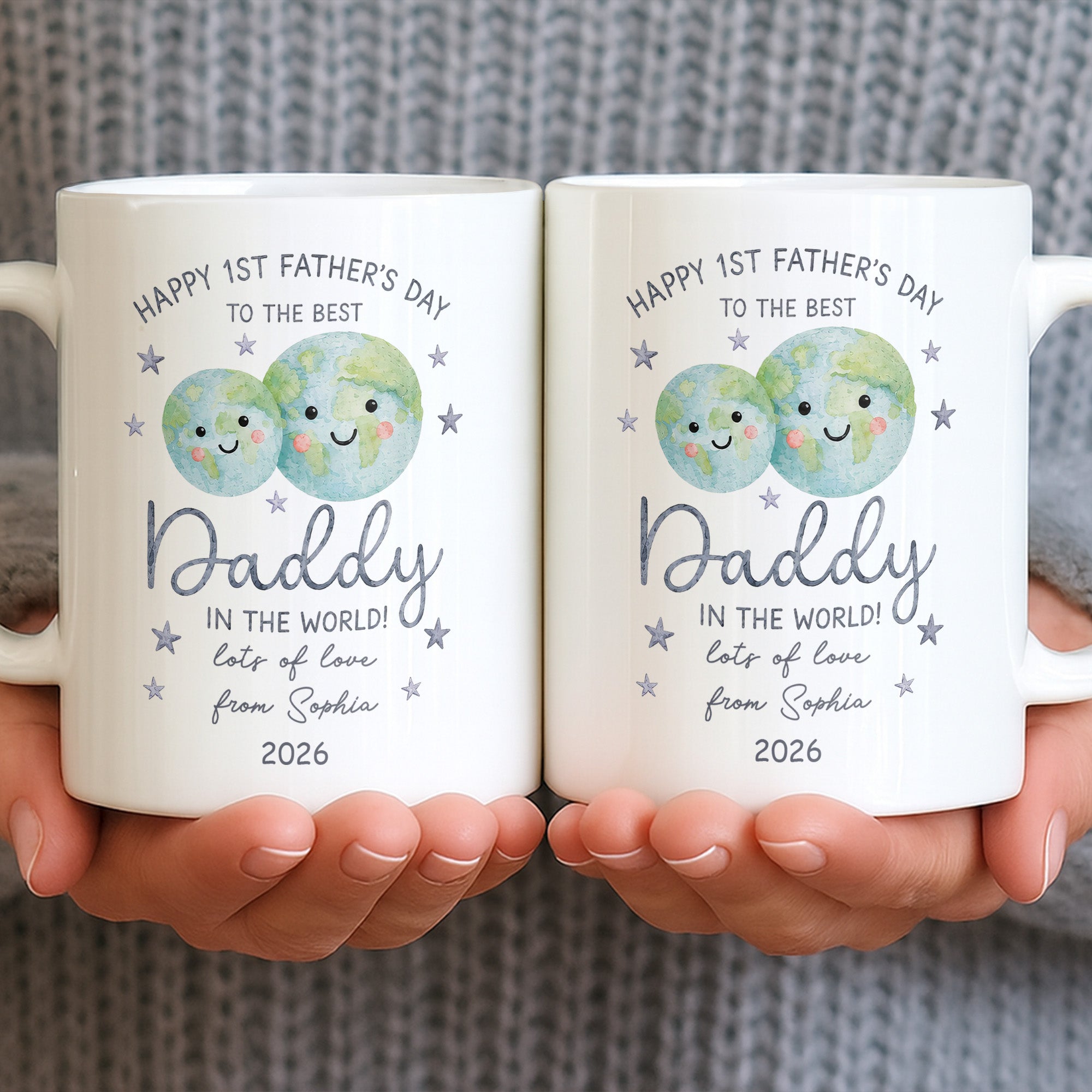 Personalized Coffee Mug for Dad Happy 1st Father's Day Globe Gift Edge-to-edge Mug GradoCreations