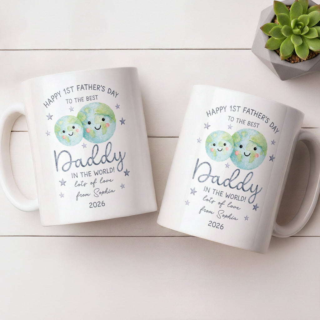 Personalized Coffee Mug for Dad Happy 1st Father's Day Globe Gift Edge-to-edge Mug GradoCreations