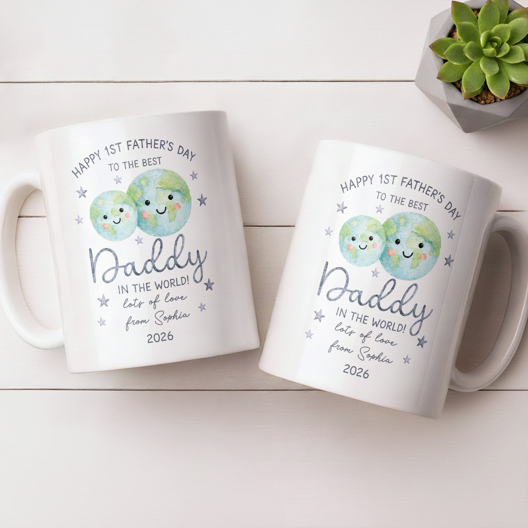 Personalized Coffee Mug for Dad Happy 1st Father's Day Globe Gift Edge-to-edge Mug GradoCreations