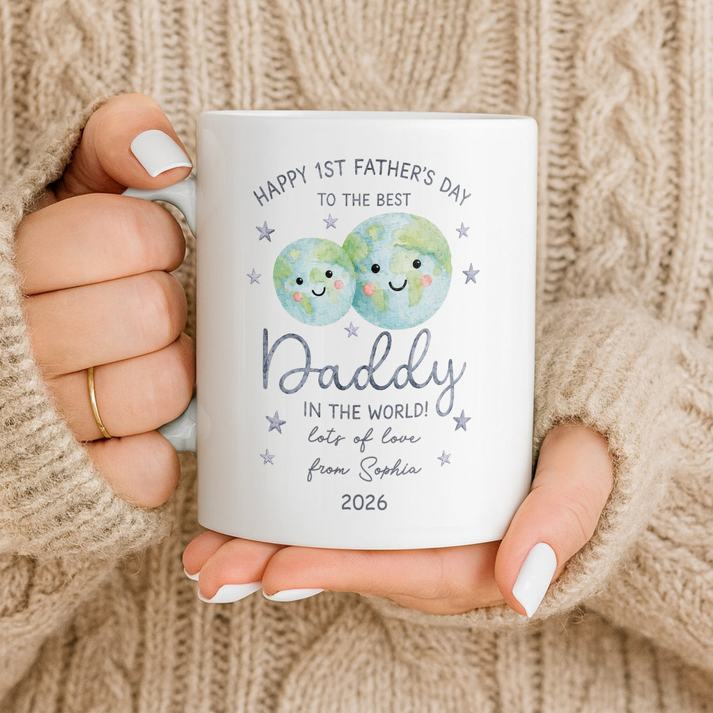 Personalized Coffee Mug for Dad Happy 1st Father's Day Globe Gift Edge-to-edge Mug GradoCreations
