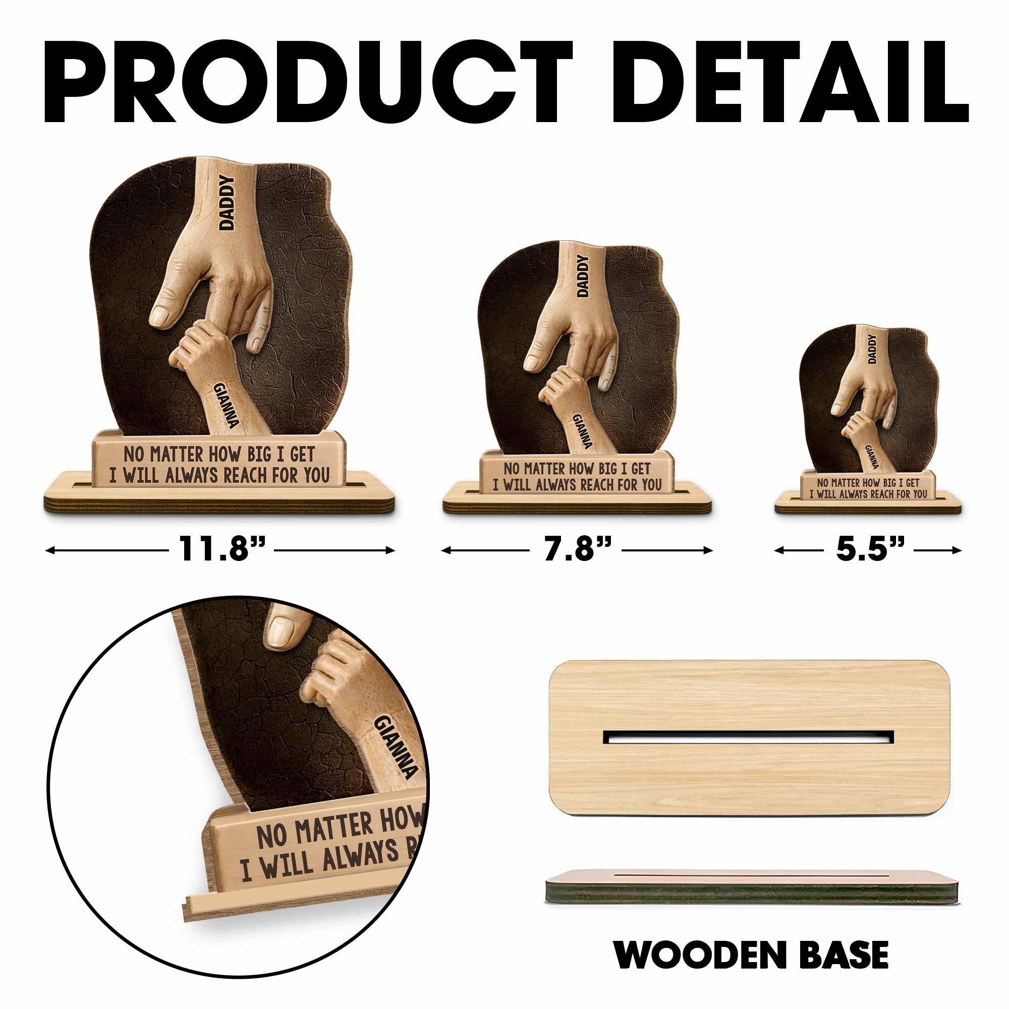 Personalized 2-Layer Wood Plaque Custom Gift for Dad Wood Plaque GradoCreations