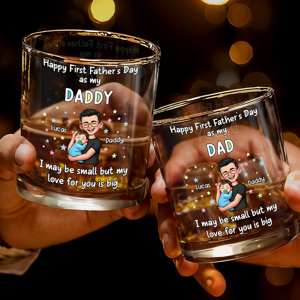 Personalized Whiskey Glass Custom Art Gift for Dad - First Father's Day Whiskey Glass GradoCreations