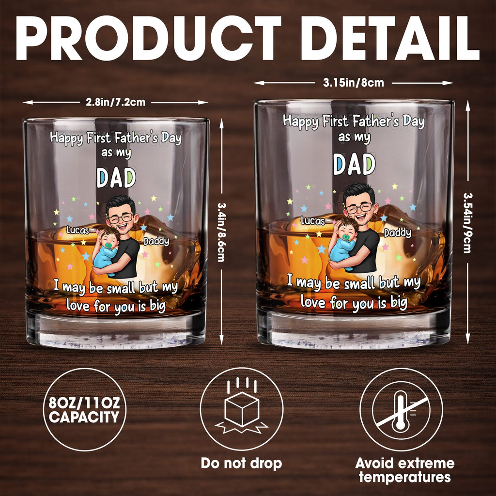 Personalized Whiskey Glass Custom Art Gift for Dad - First Father's Day Whiskey Glass GradoCreations