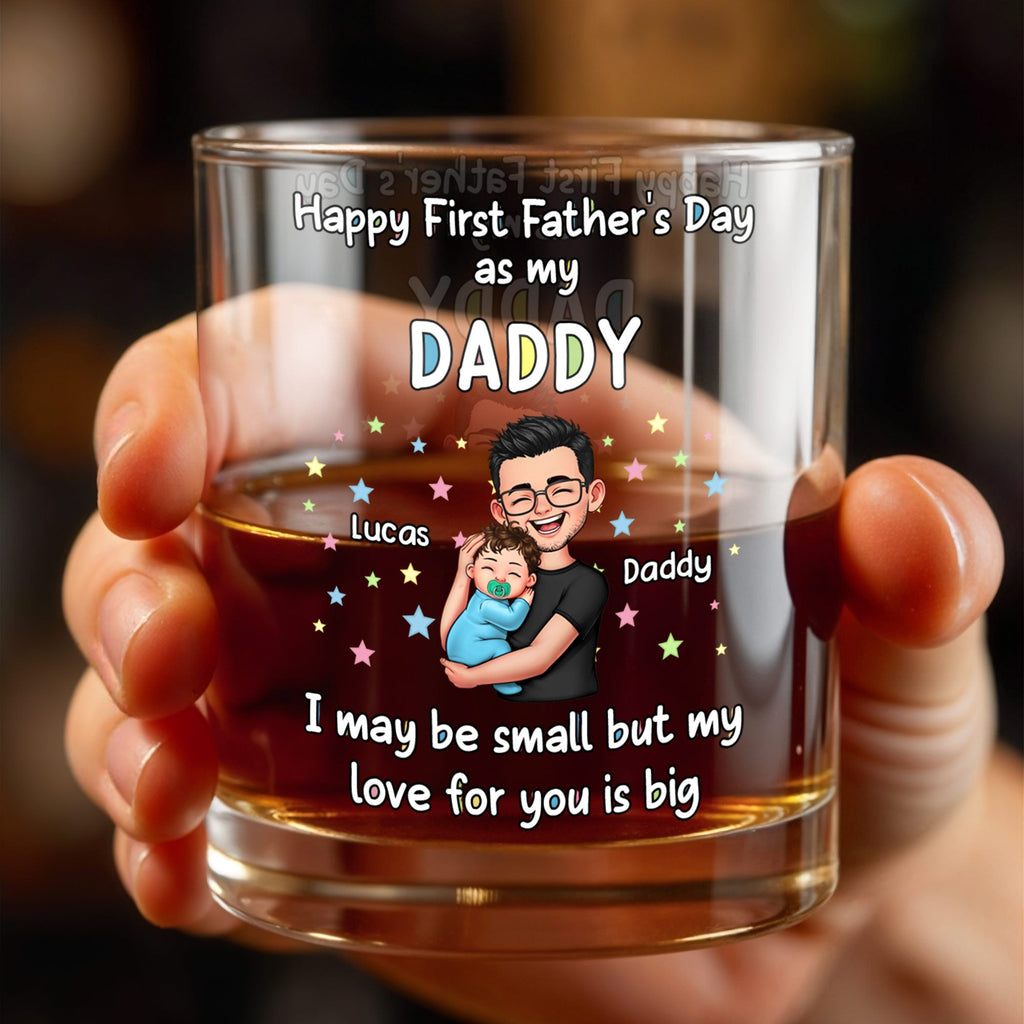 Personalized Whiskey Glass Custom Art Gift for Dad - First Father's Day Whiskey Glass GradoCreations