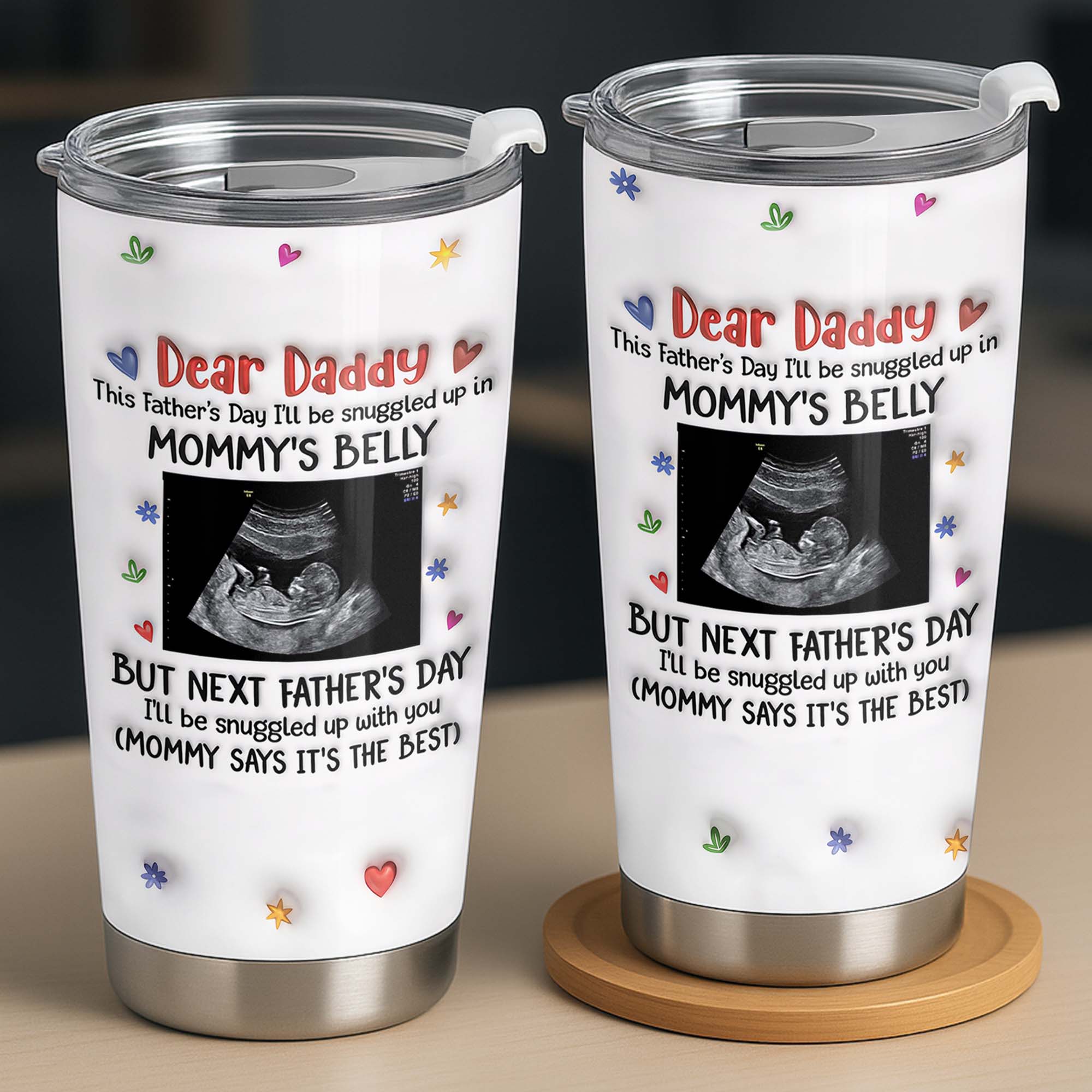Personalized Stainless Steel Tumbler for Dad Ultrasound Photo Gift Tumbler GradoCreations