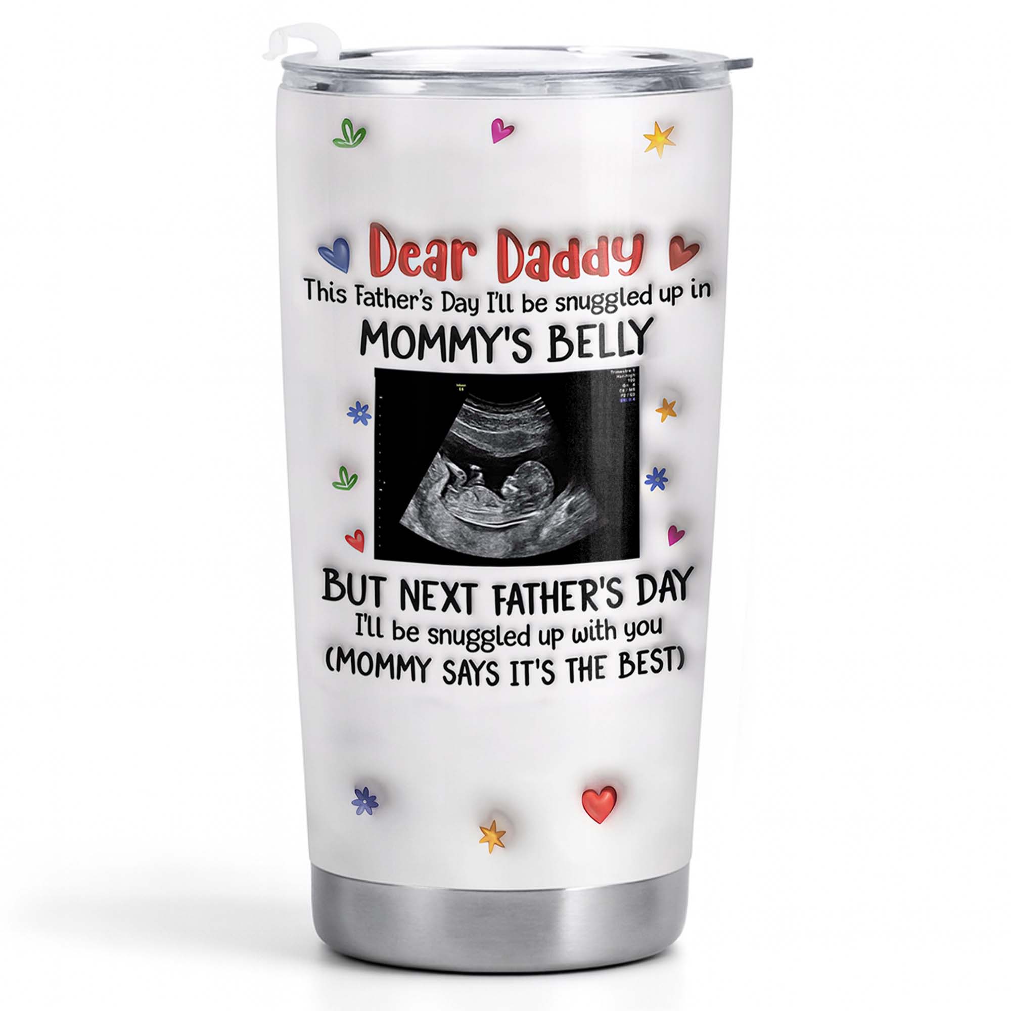 Personalized Stainless Steel Tumbler for Dad Ultrasound Photo Gift Tumbler GradoCreations