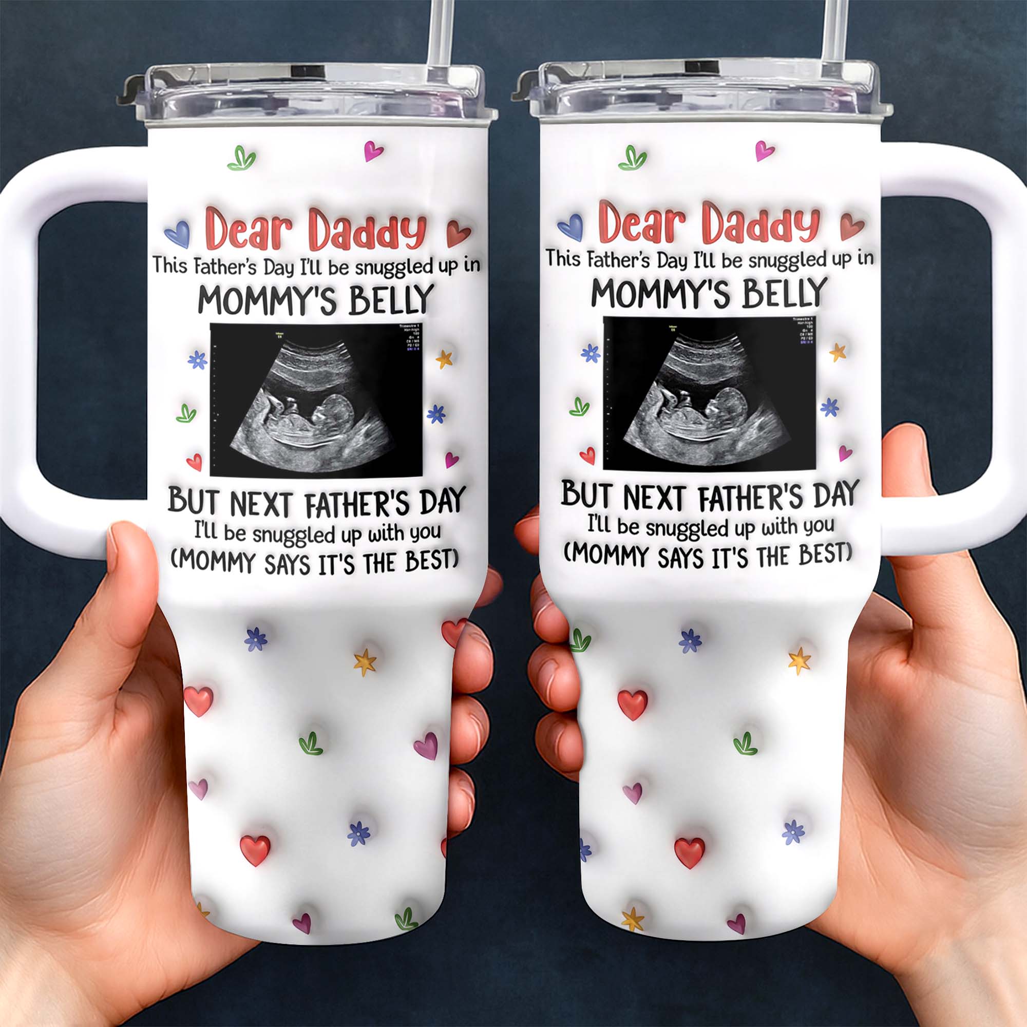 Personalized 40oz Tumbler for Dad with Ultrasound Design Gift 40oz Tumbler GradoCreations