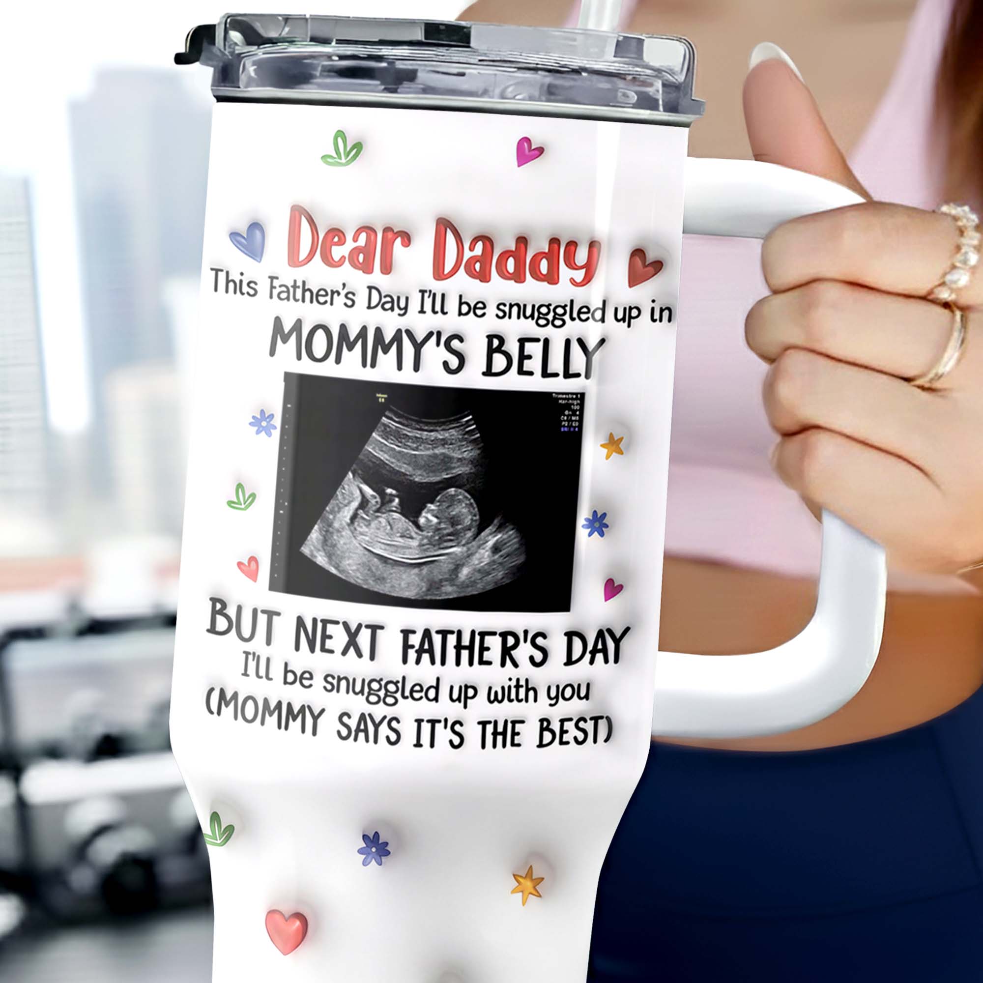 Personalized 40oz Tumbler for Dad with Ultrasound Design Gift 40oz Tumbler GradoCreations