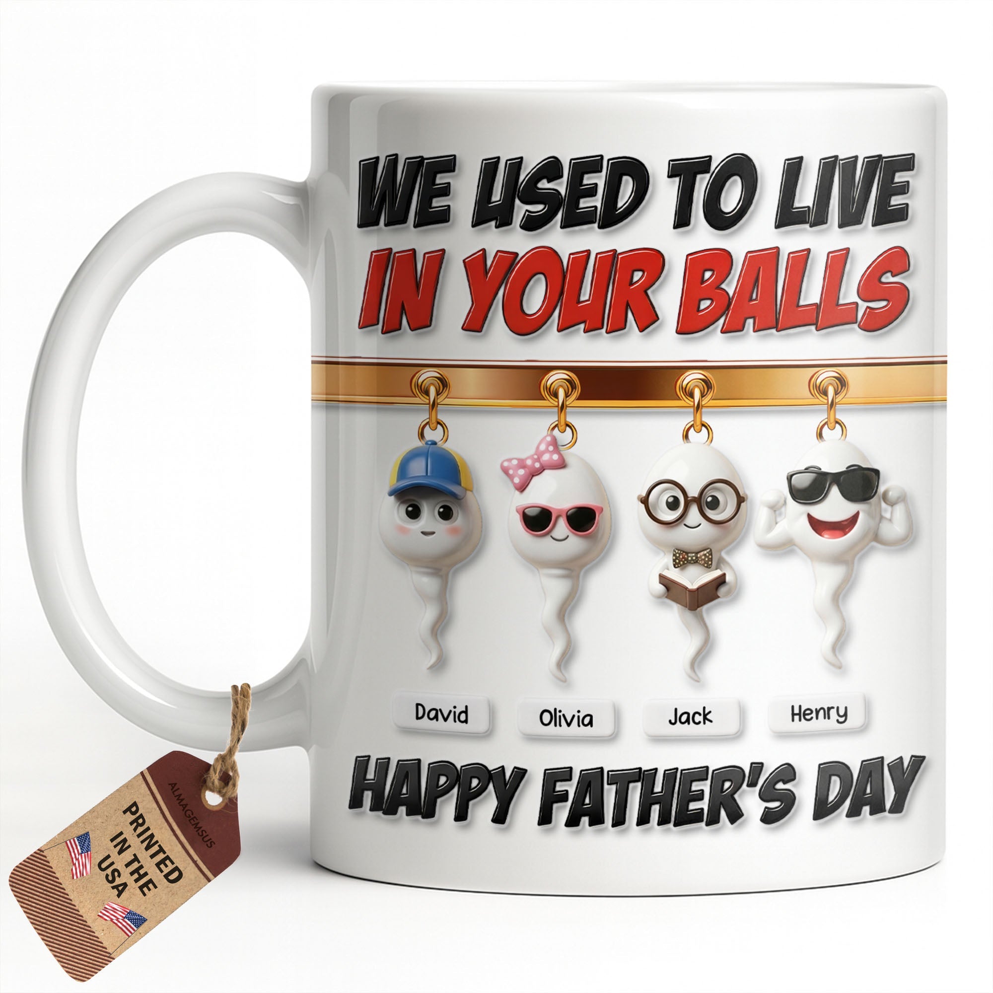 Personalized Funny Father's Day Coffee Mug Custom Art Gift for Dad Edge-to-edge Mug GradoCreations