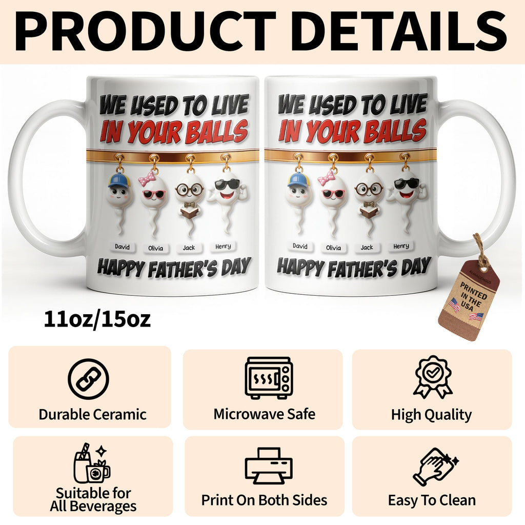 Personalized Funny Father's Day Coffee Mug Custom Art Gift for Dad Edge-to-edge Mug GradoCreations