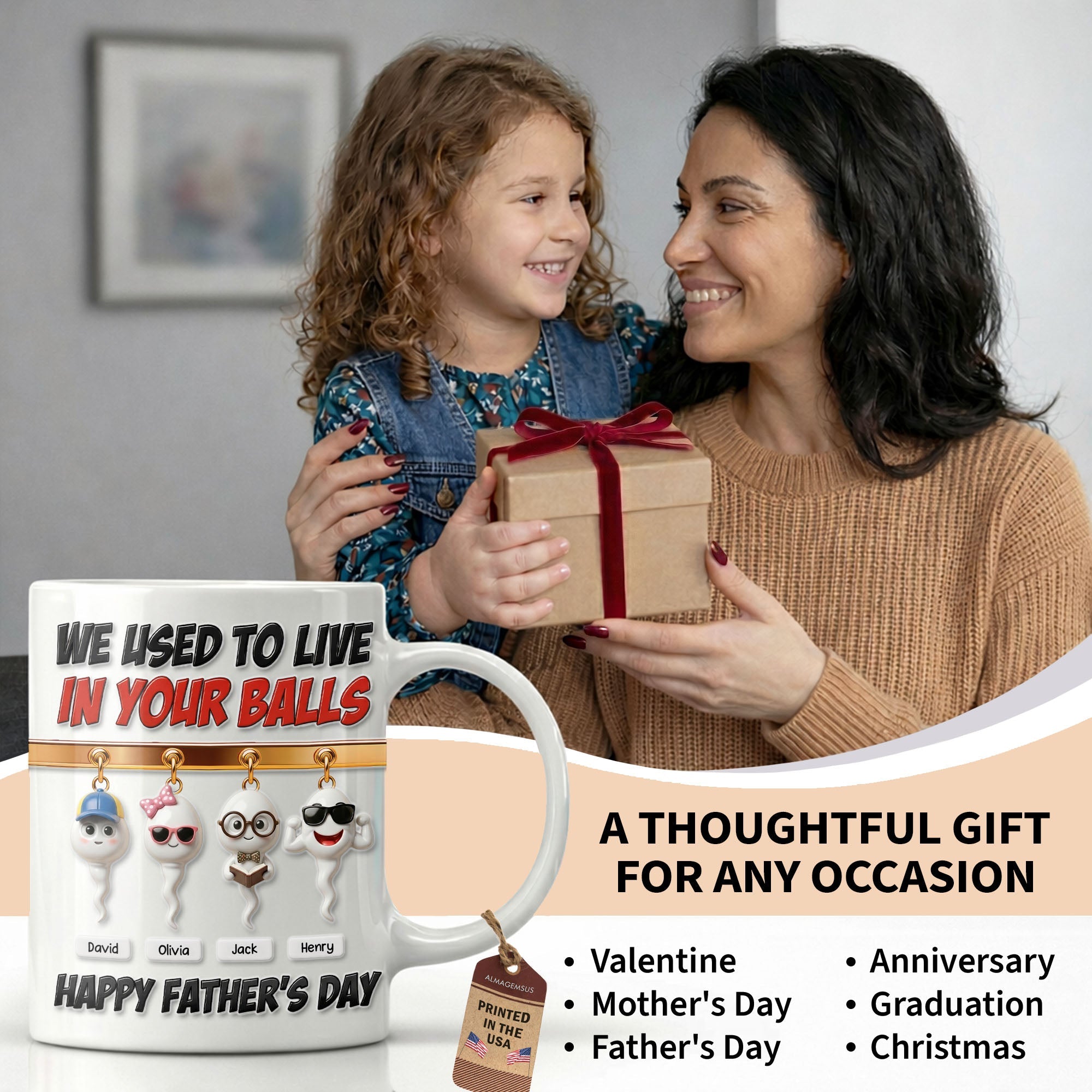 Personalized Funny Father's Day Coffee Mug Custom Art Gift for Dad Edge-to-edge Mug GradoCreations