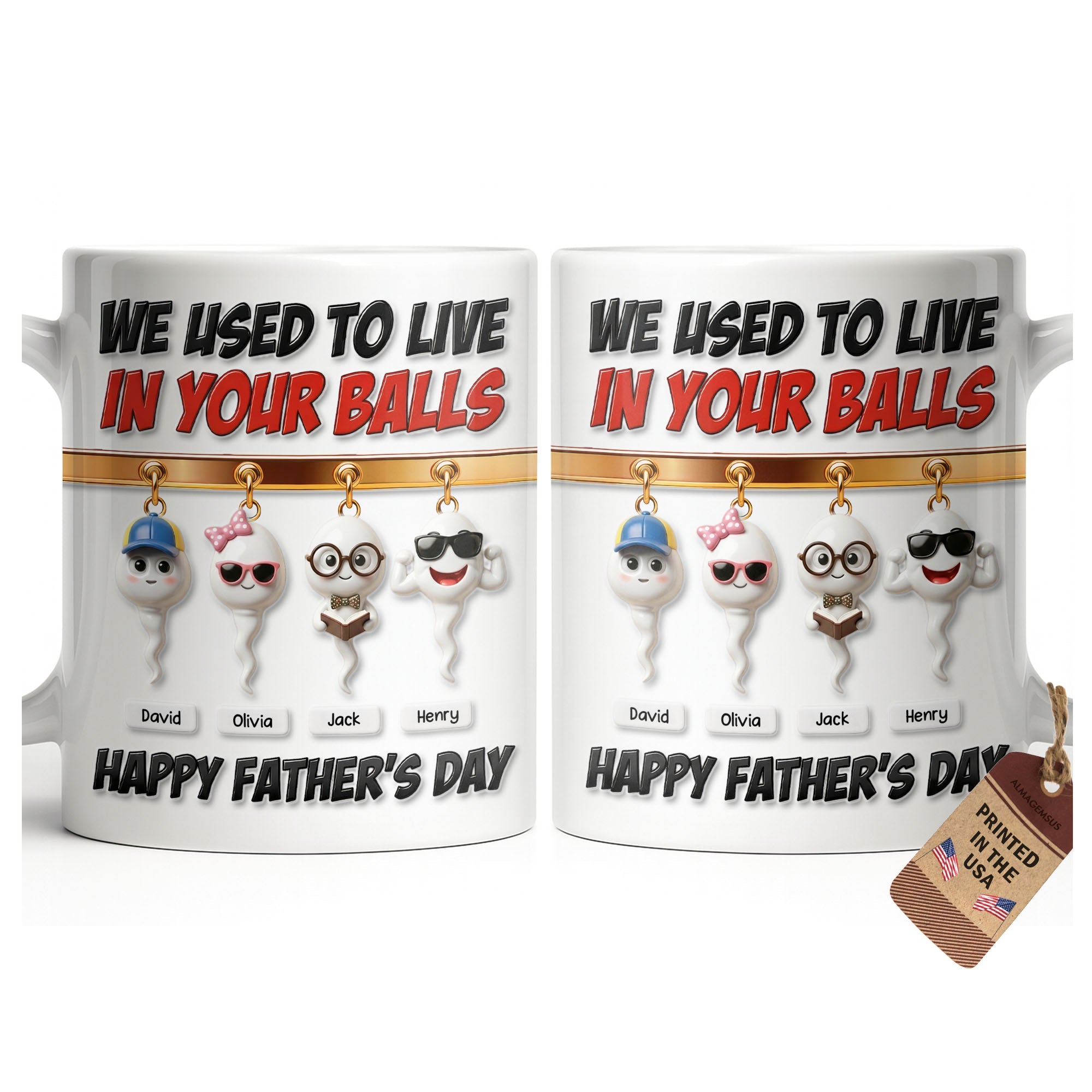 Personalized Funny Father's Day Coffee Mug Custom Art Gift for Dad Edge-to-edge Mug GradoCreations