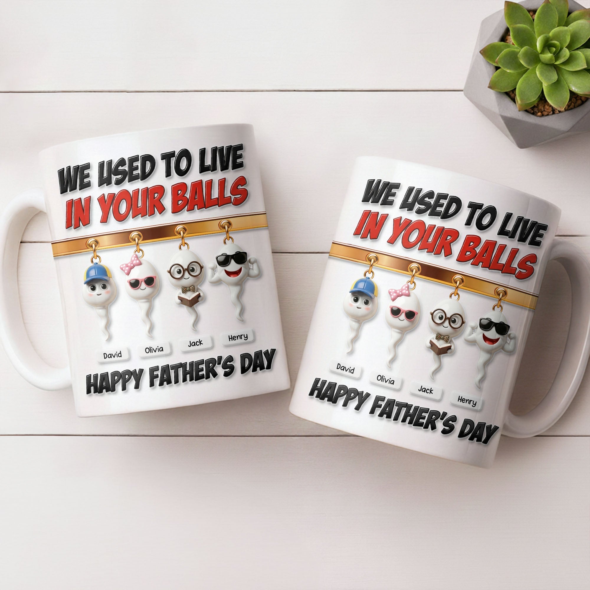 Personalized Funny Father's Day Coffee Mug Custom Art Gift for Dad Edge-to-edge Mug GradoCreations