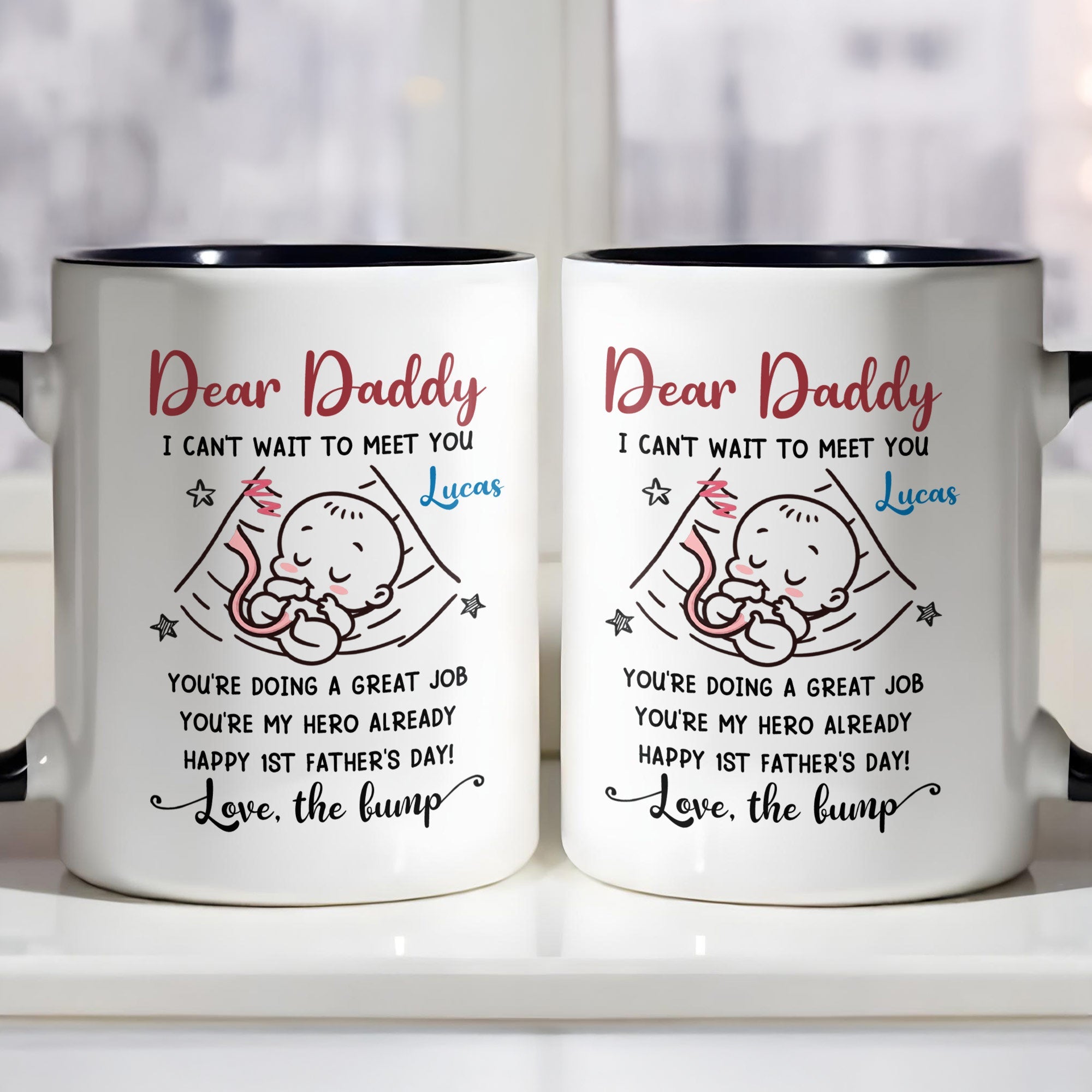 Personalized Accent Mug Custom Message for Dad 1st Father's Day Gift Accent Mug GradoCreations