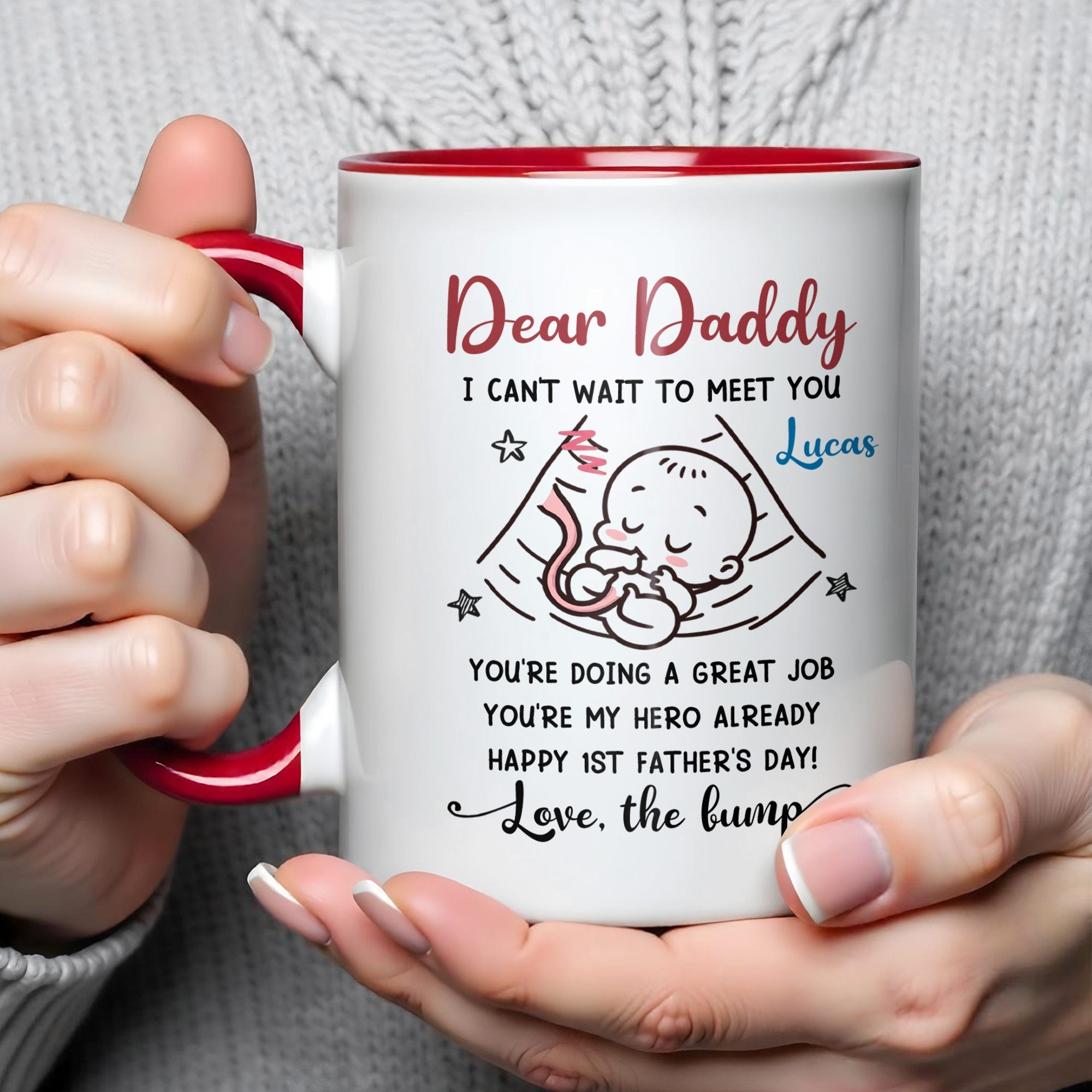 Personalized Accent Mug Custom Message for Dad 1st Father's Day Gift Accent Mug GradoCreations