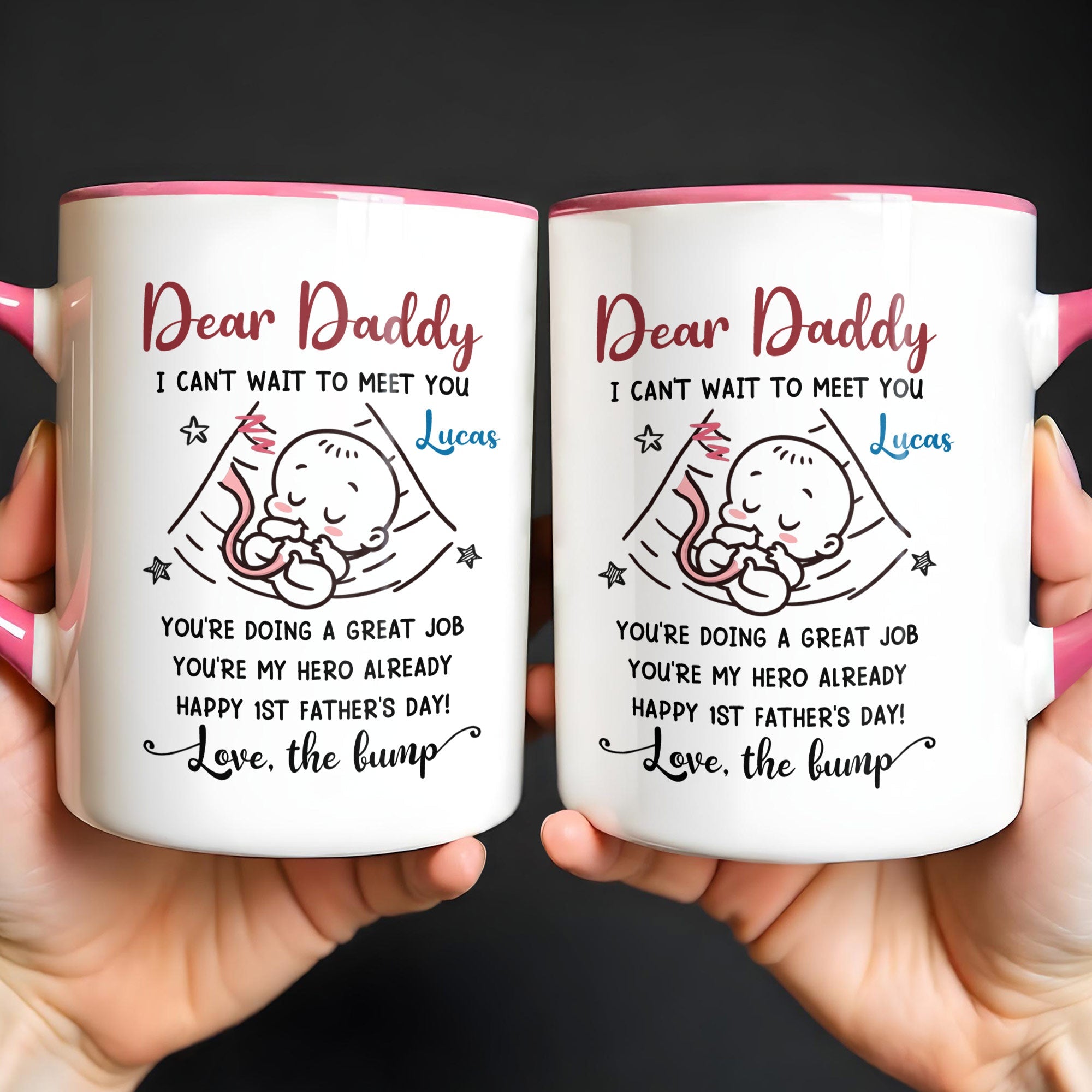 Personalized Accent Mug Custom Message for Dad 1st Father's Day Gift Accent Mug GradoCreations