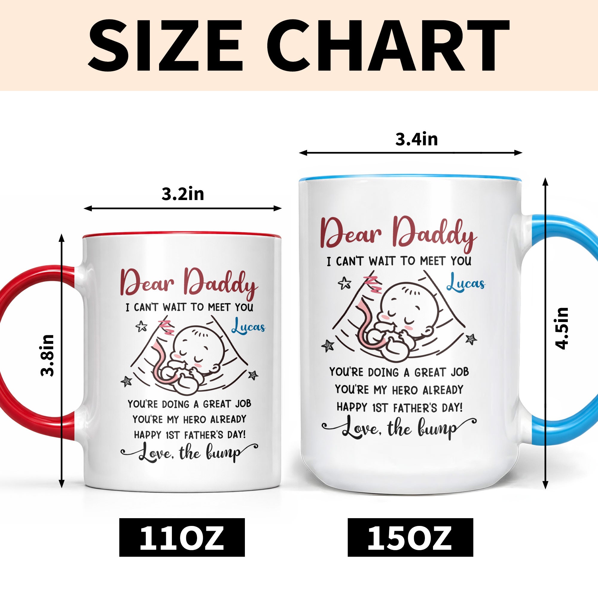 Personalized Accent Mug Custom Message for Dad 1st Father's Day Gift Accent Mug GradoCreations