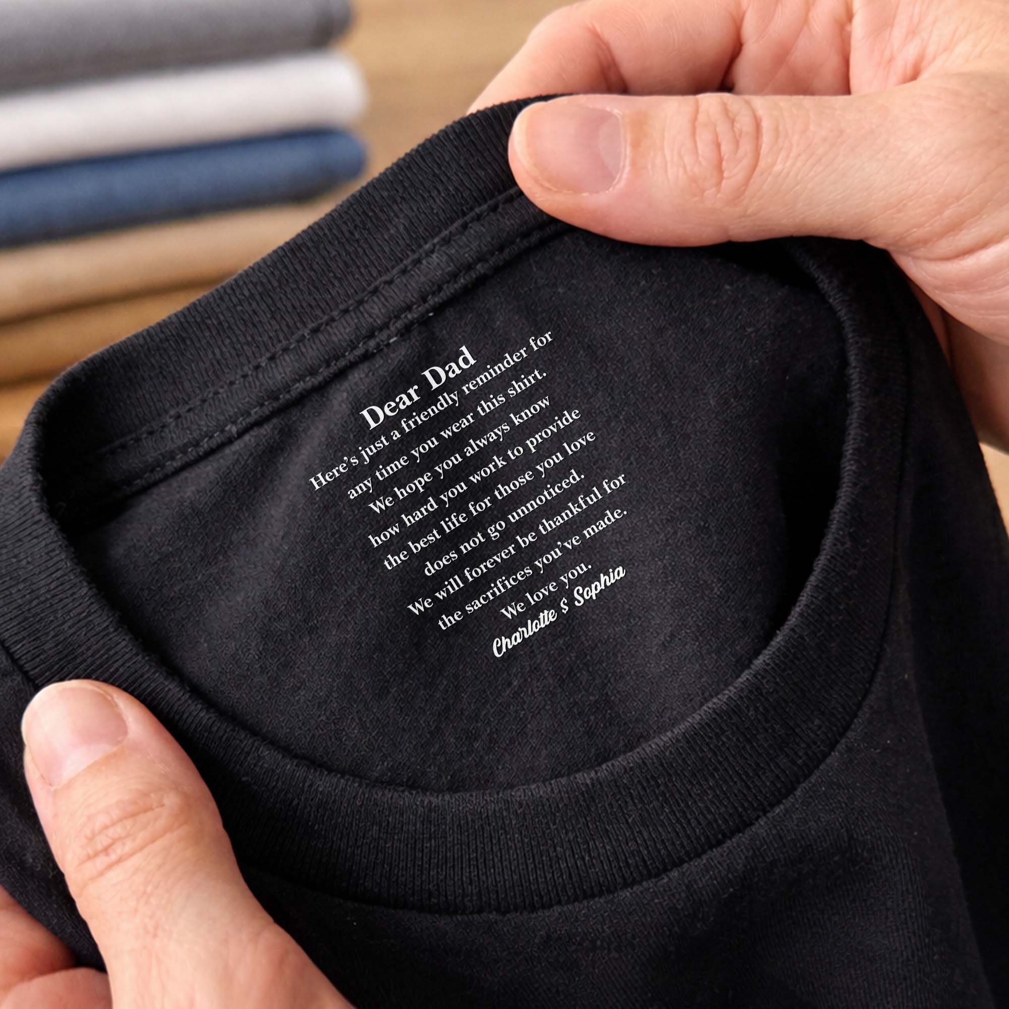 Personalized Cotton T-Shirt with Inside Neck Print for Dad