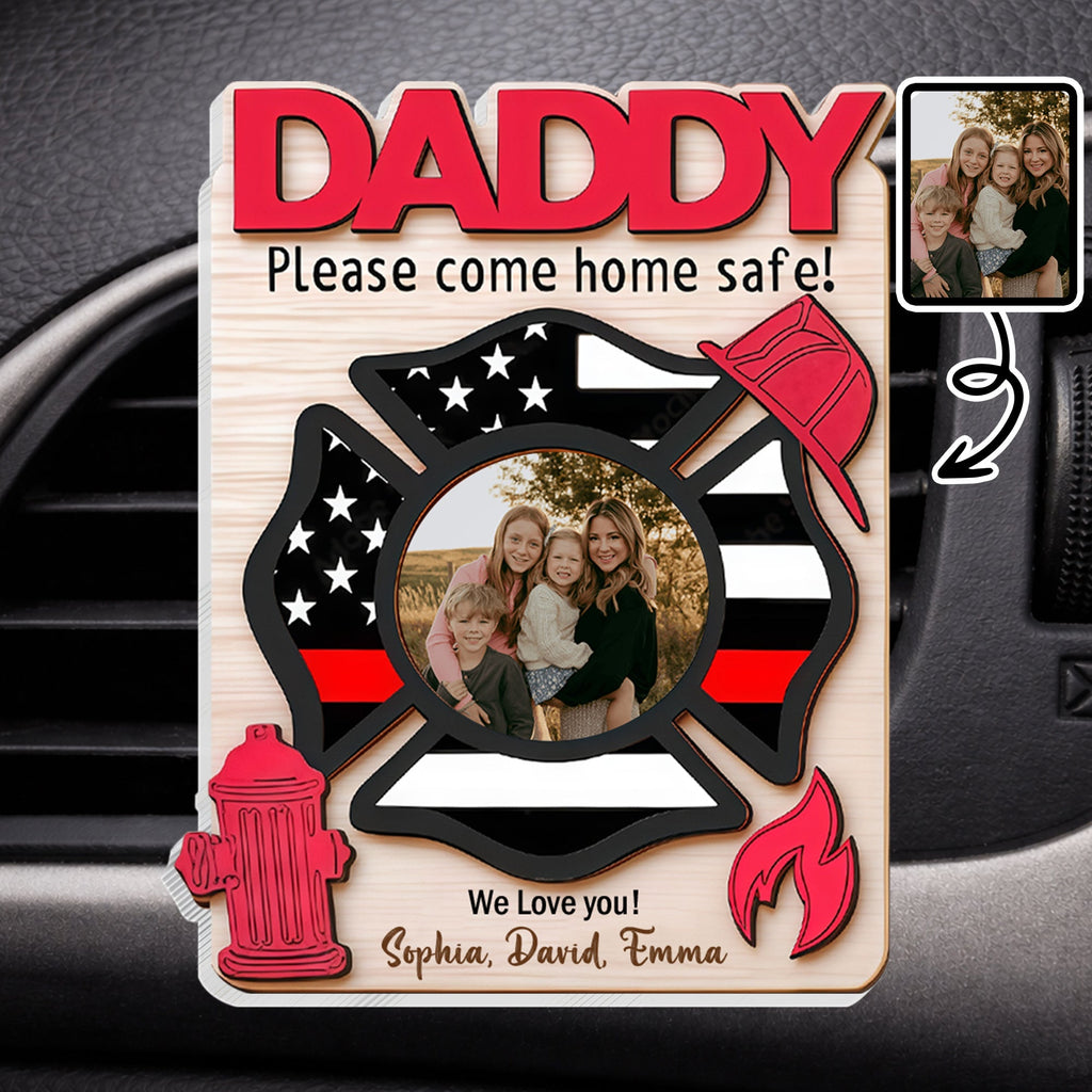 Custom Car Vent Clip Personalized Firefighter Badge Gift for Dad Car Vent Clip GradoCreations