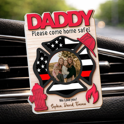 Custom Car Vent Clip Personalized Firefighter Badge Gift for Dad Car Vent Clip GradoCreations