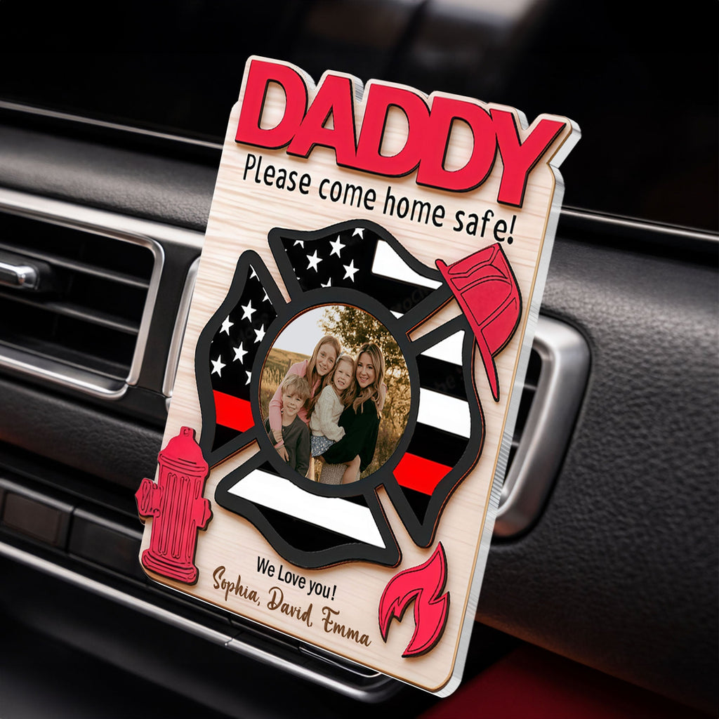 Custom Car Vent Clip Personalized Firefighter Badge Gift for Dad Car Vent Clip GradoCreations