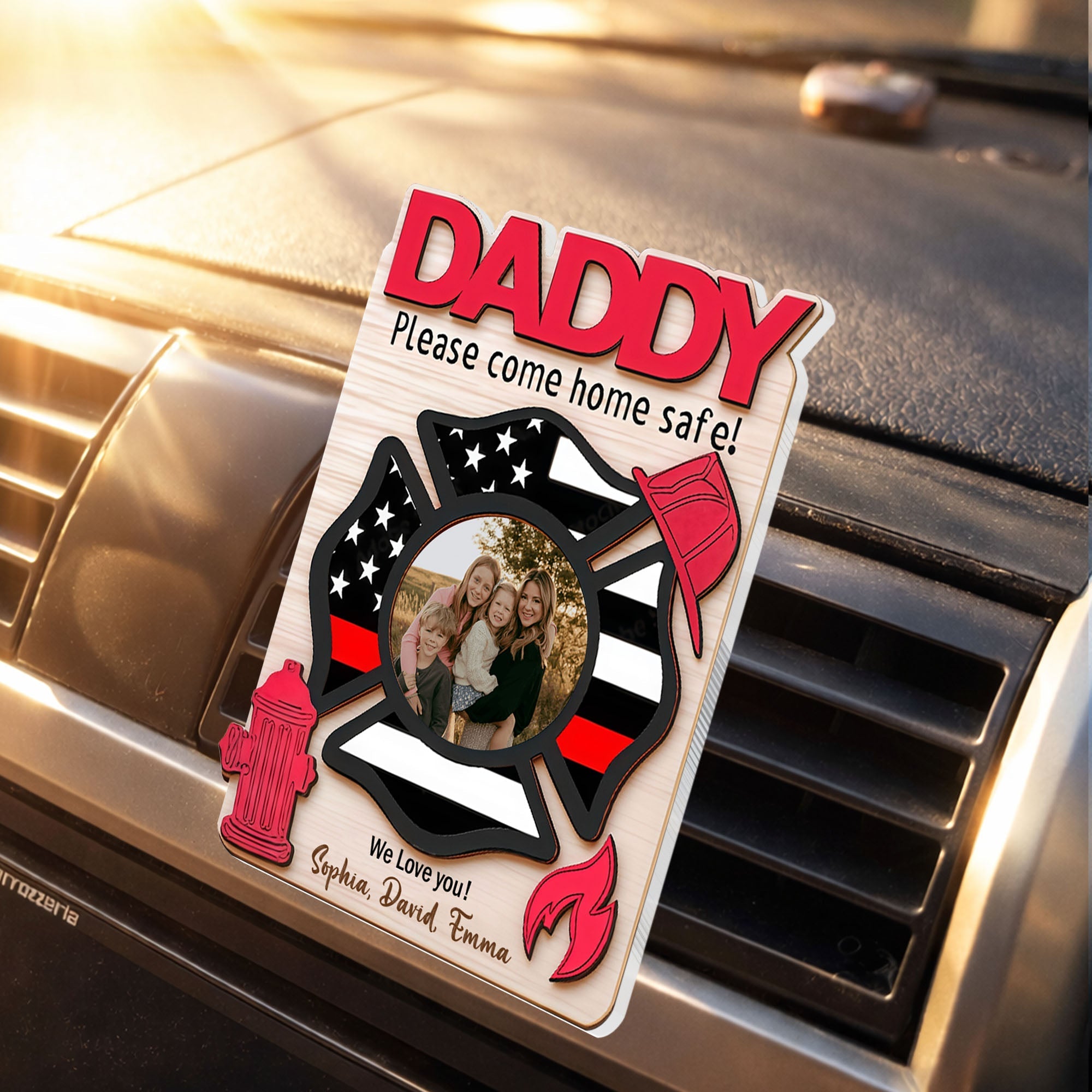 Custom Car Vent Clip Personalized Firefighter Badge Gift for Dad Car Vent Clip GradoCreations