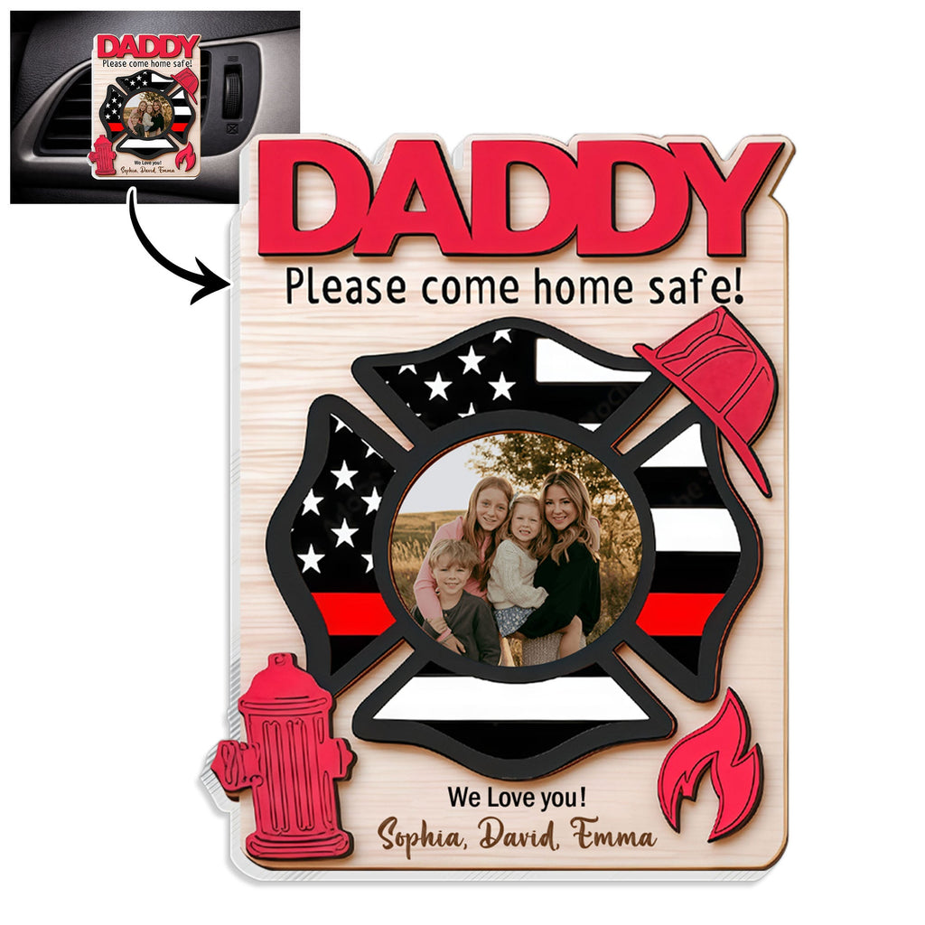 Custom Car Vent Clip Personalized Firefighter Badge Gift for Dad Car Vent Clip GradoCreations