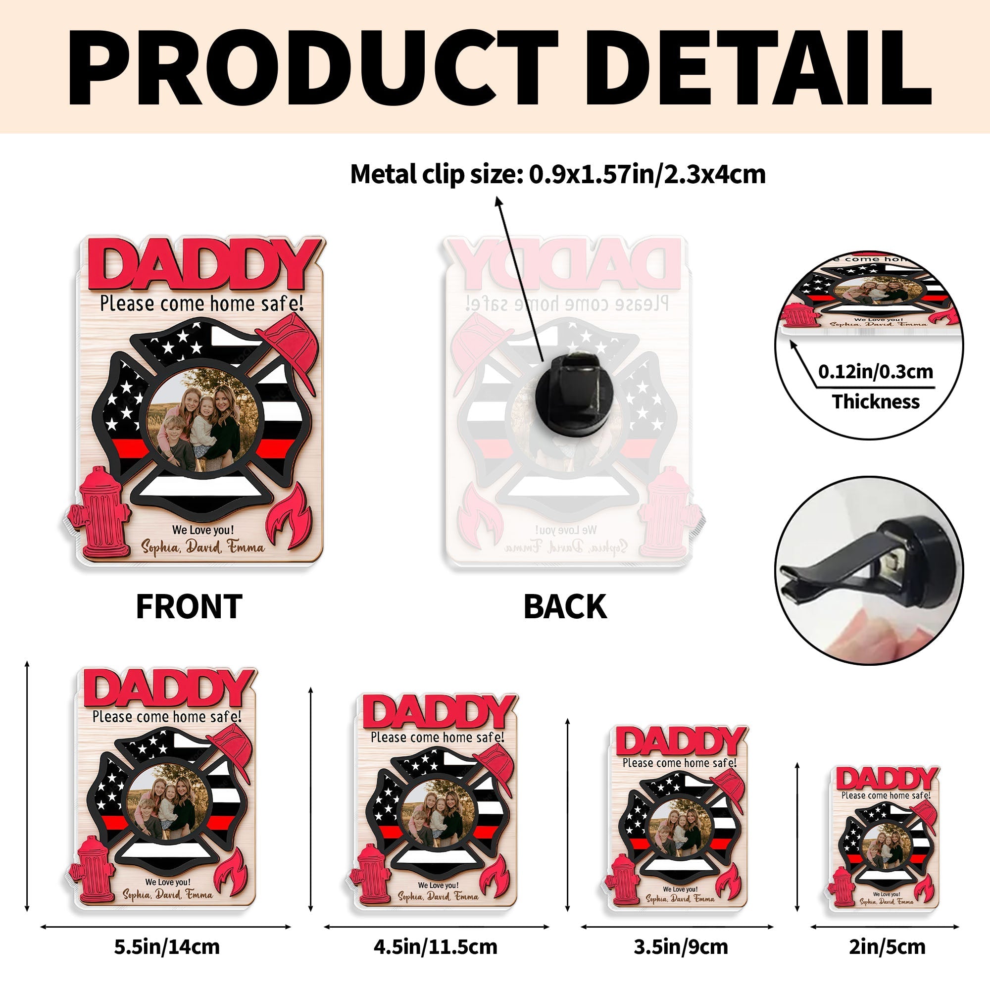 Custom Car Vent Clip Personalized Firefighter Badge Gift for Dad Car Vent Clip GradoCreations