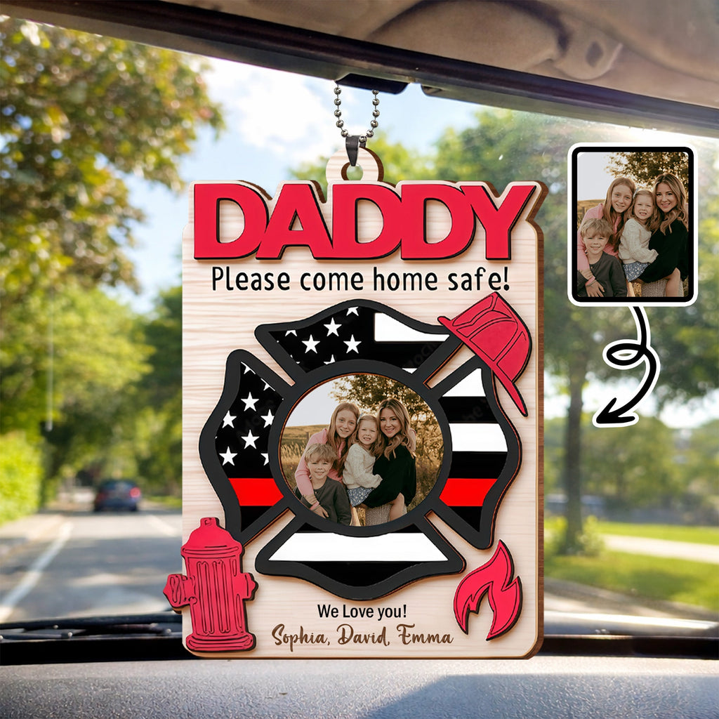 Personalized Firefighter Wood Ornament Custom Photo Gift for Dad Wood Ornament GradoCreations