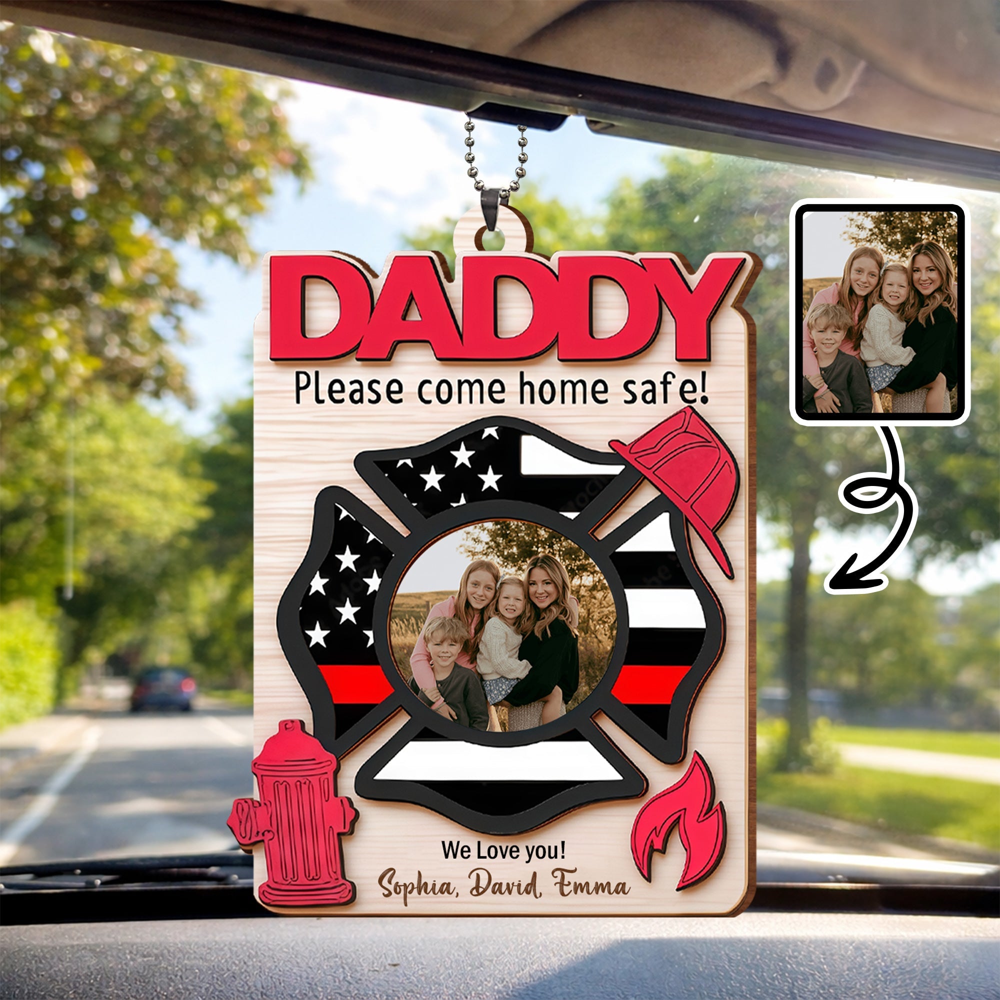 Personalized Firefighter Wood Ornament Custom Photo Gift for Dad Wood Ornament GradoCreations