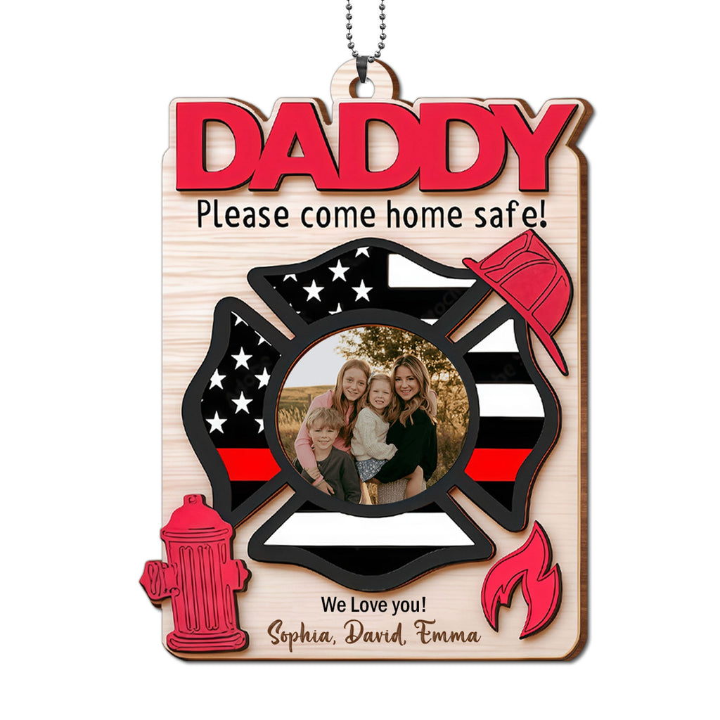 Personalized Firefighter Wood Ornament Custom Photo Gift for Dad Wood Ornament GradoCreations