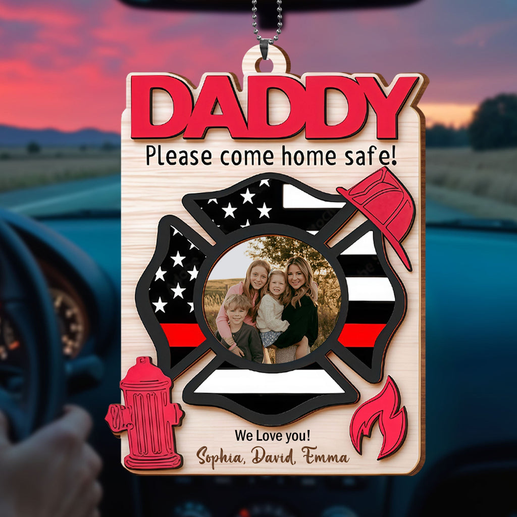 Personalized Firefighter Wood Ornament Custom Photo Gift for Dad Wood Ornament GradoCreations