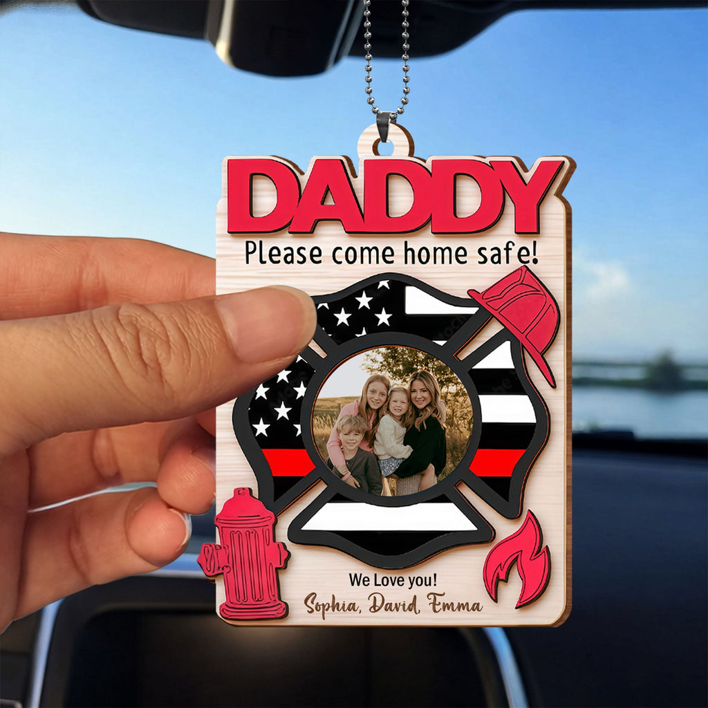Personalized Firefighter Wood Ornament Custom Photo Gift for Dad Wood Ornament GradoCreations