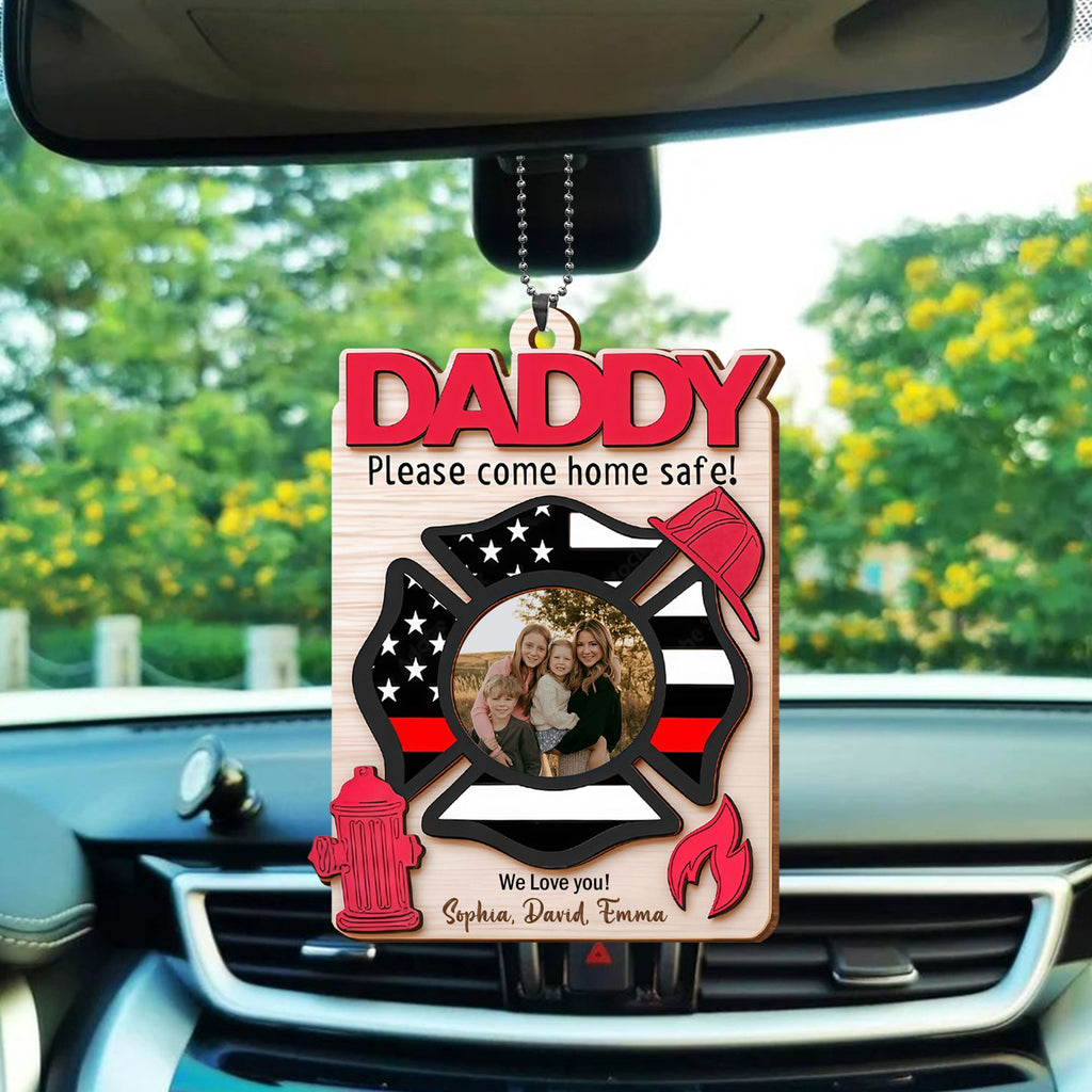 Personalized Firefighter Wood Ornament Custom Photo Gift for Dad Wood Ornament GradoCreations