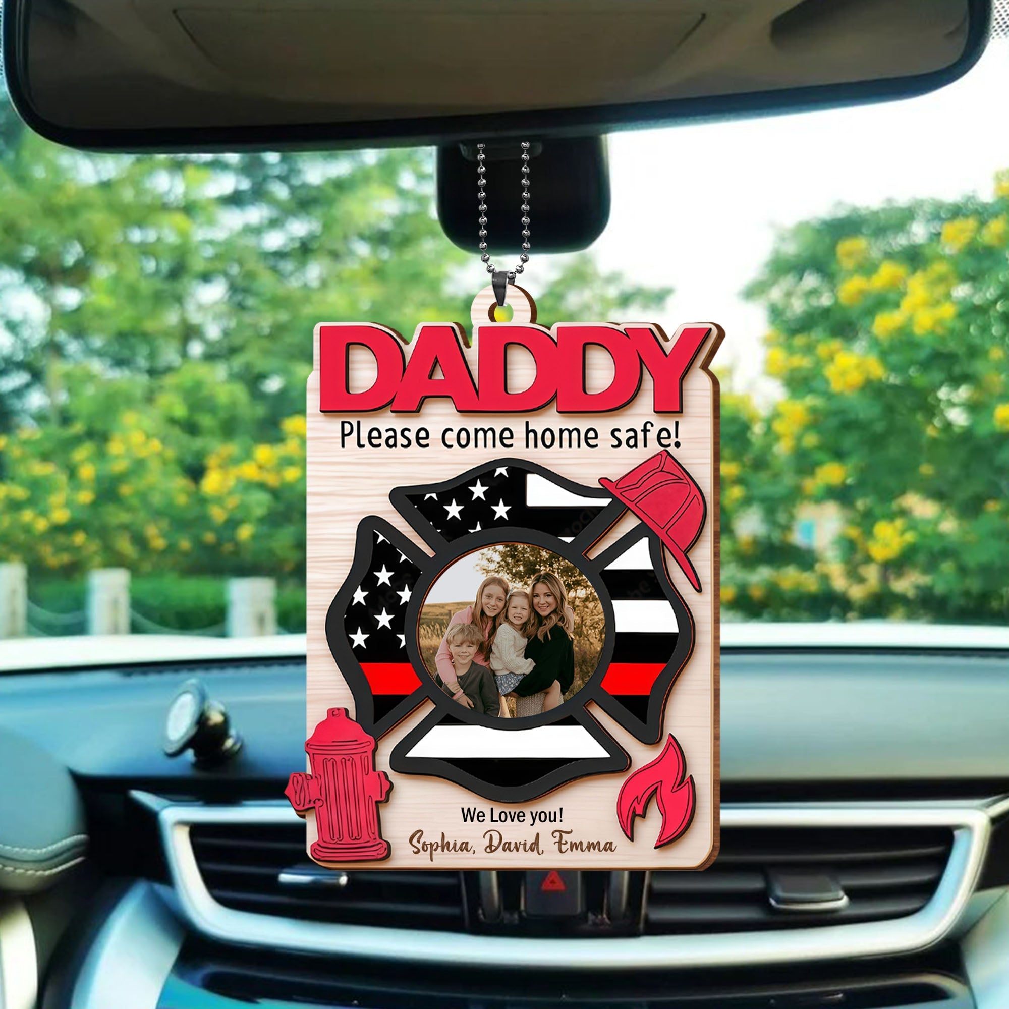 Personalized Firefighter Wood Ornament Custom Photo Gift for Dad Wood Ornament GradoCreations