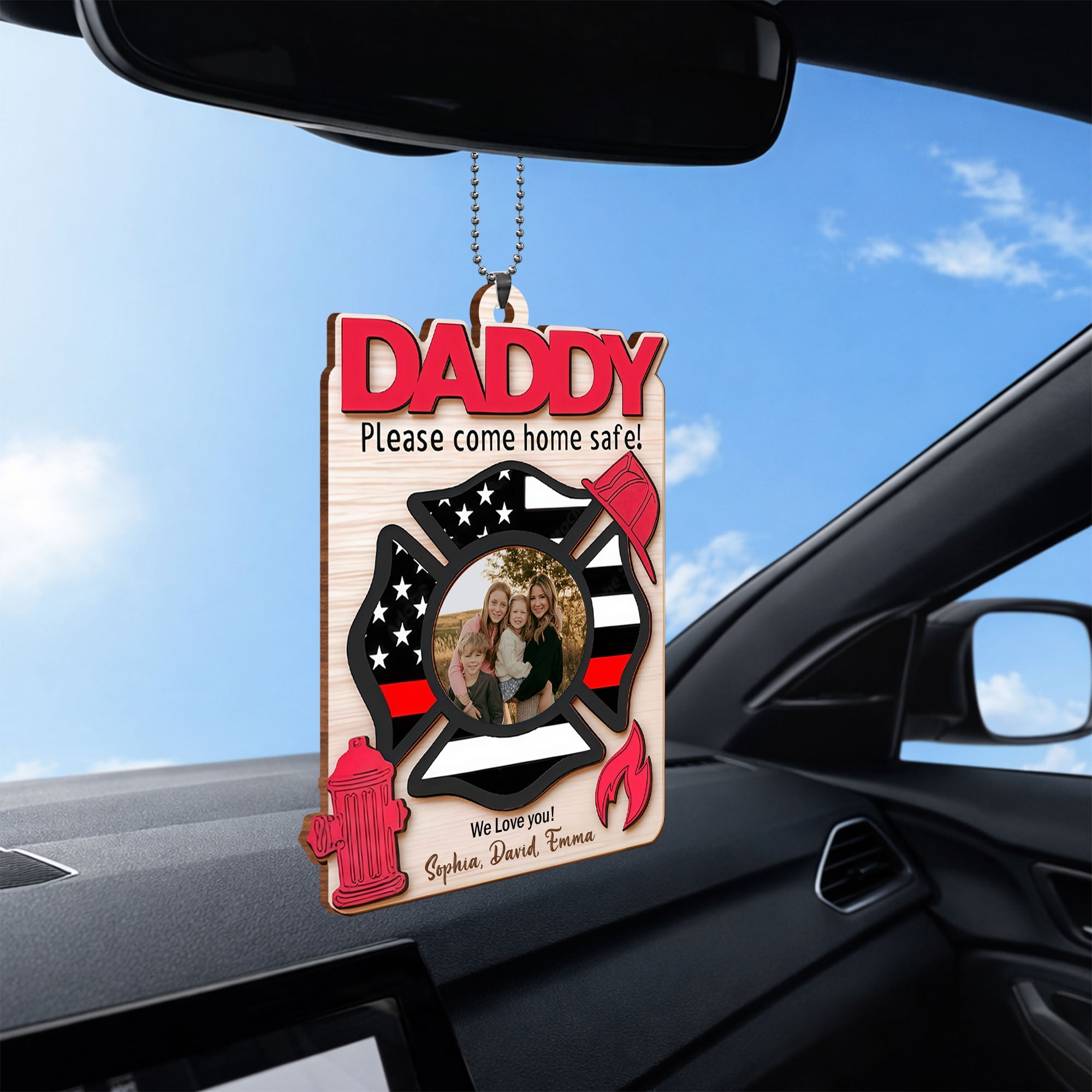 Personalized Firefighter Wood Ornament Custom Photo Gift for Dad Wood Ornament GradoCreations