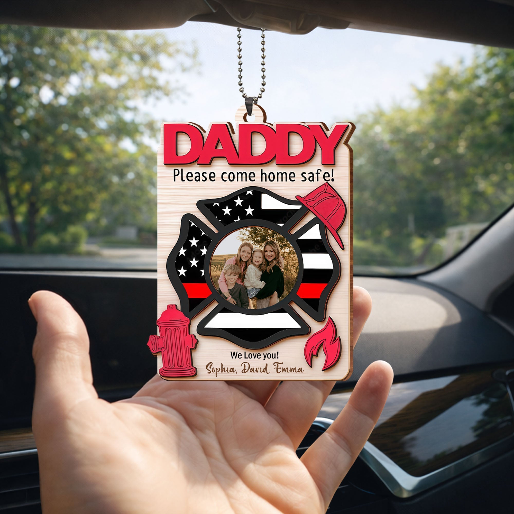 Personalized Firefighter Wood Ornament Custom Photo Gift for Dad Wood Ornament GradoCreations