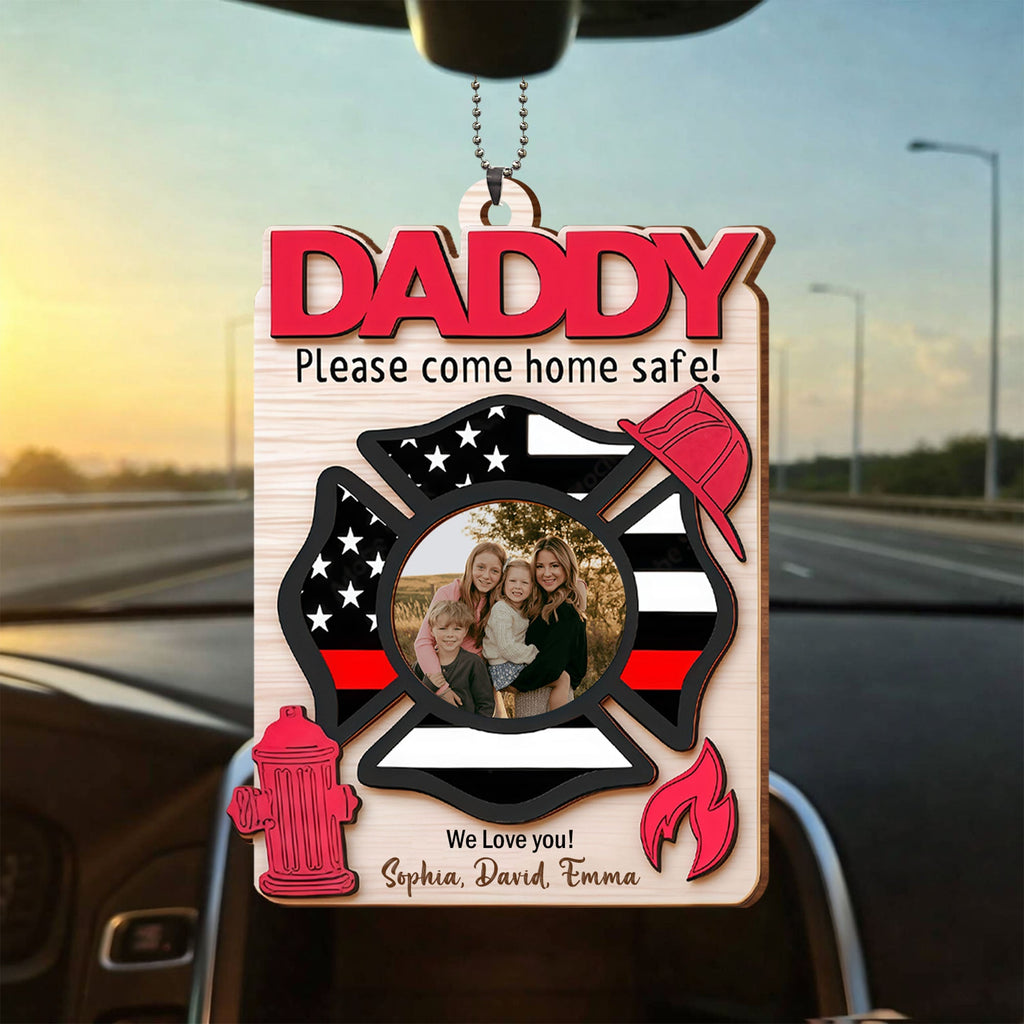 Personalized Firefighter Wood Ornament Custom Photo Gift for Dad Wood Ornament GradoCreations