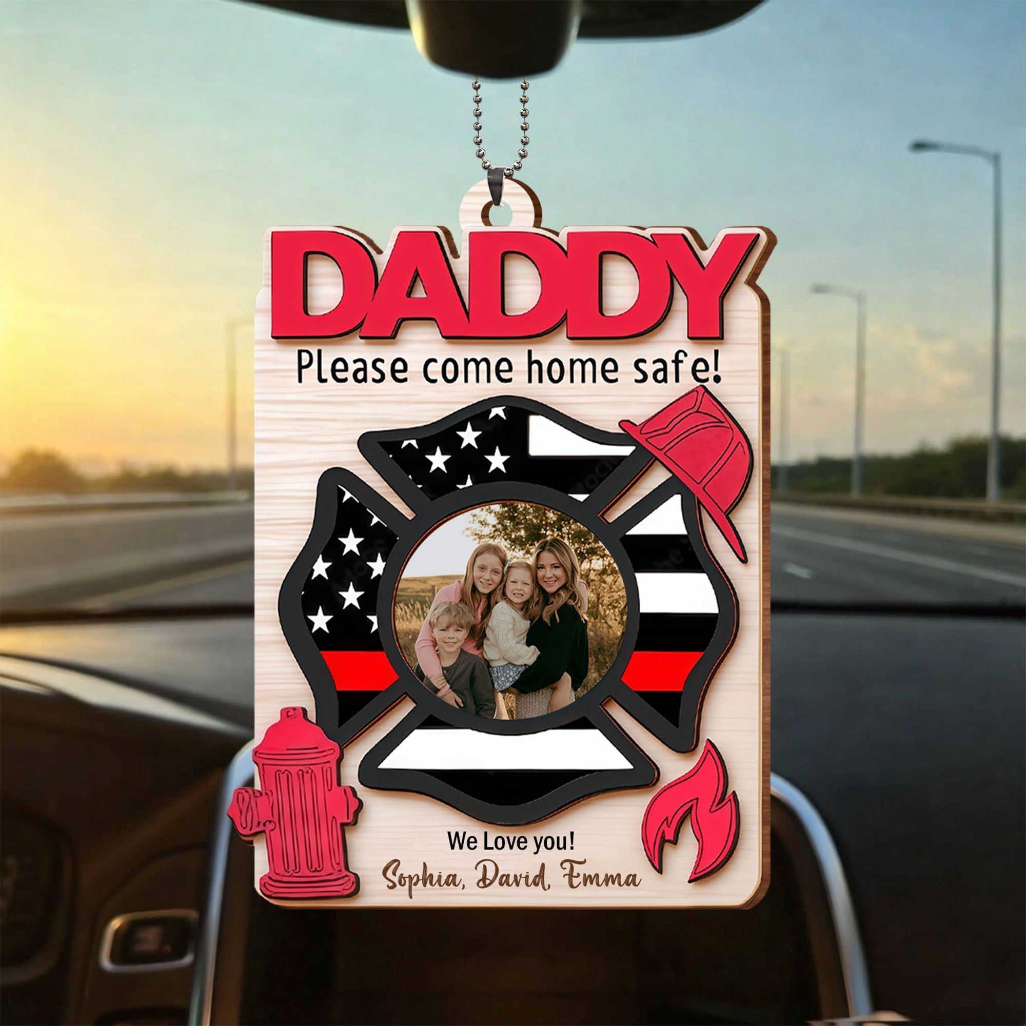 Personalized Firefighter Wood Ornament Custom Photo Gift for Dad Wood Ornament GradoCreations