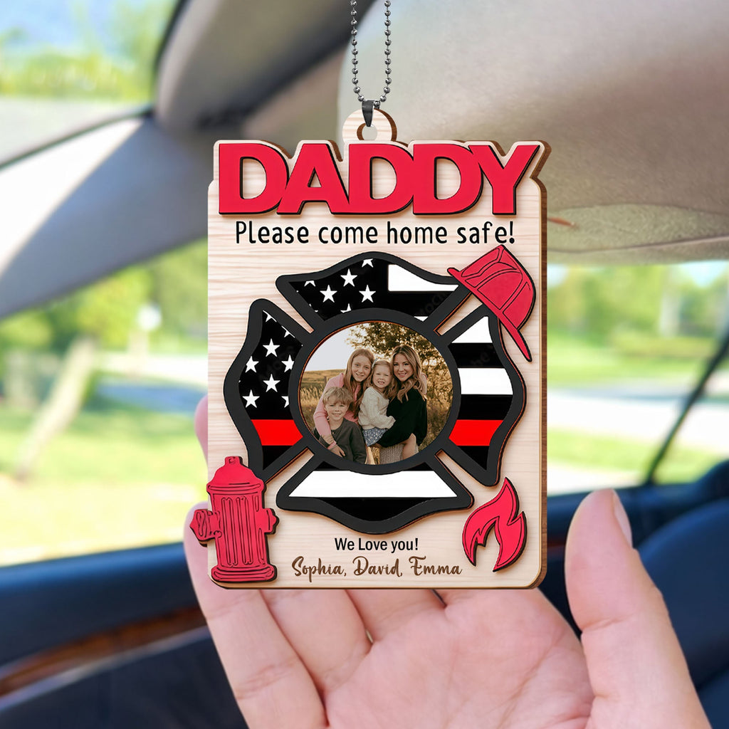 Personalized Firefighter Wood Ornament Custom Photo Gift for Dad Wood Ornament GradoCreations