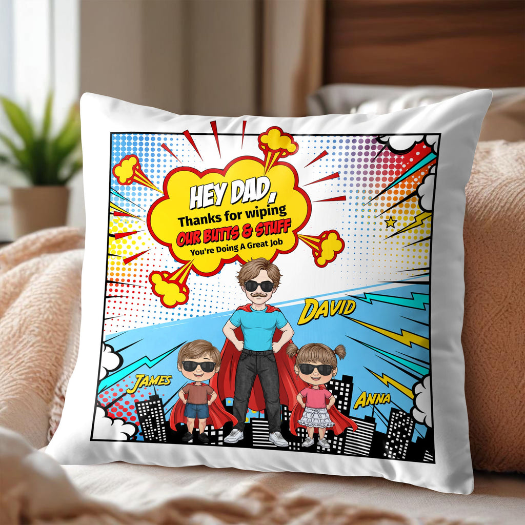 Personalized Superhero Dad Custom Pillow Gift for Father's Day Pillow GradoCreations