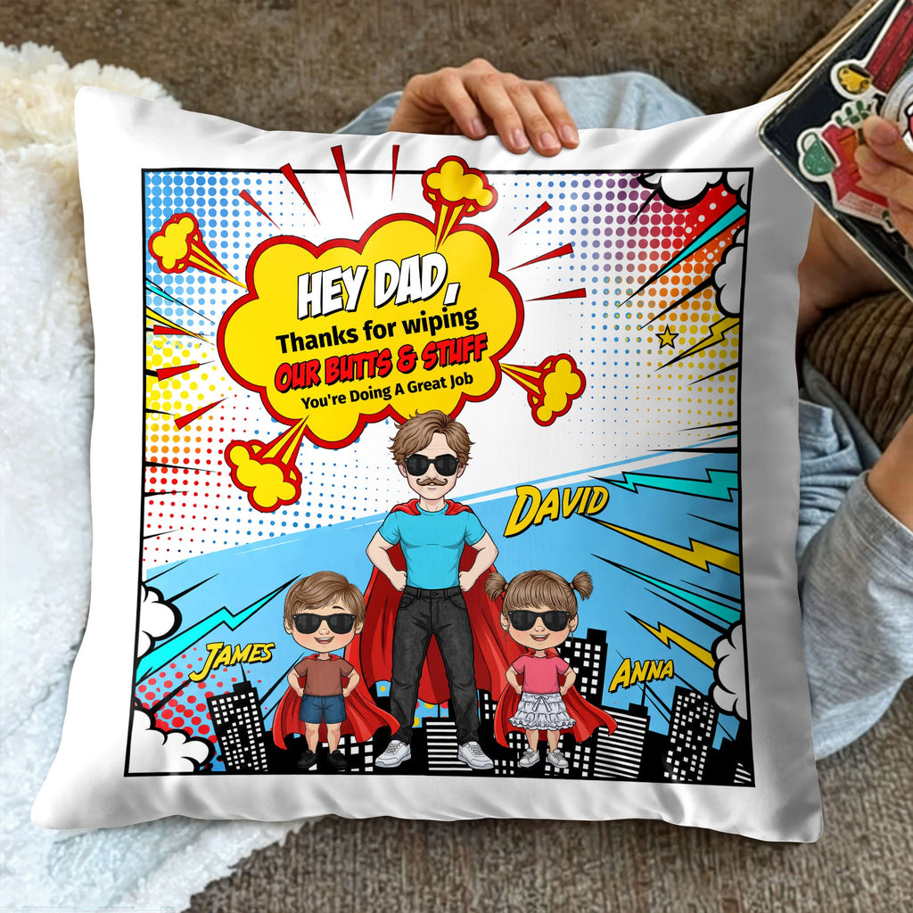 Personalized Superhero Dad Custom Pillow Gift for Father's Day Pillow GradoCreations