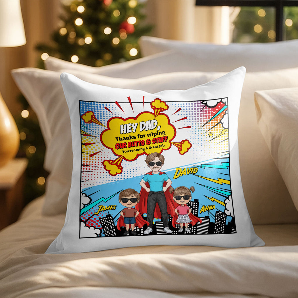 Personalized Superhero Dad Custom Pillow Gift for Father's Day Pillow GradoCreations