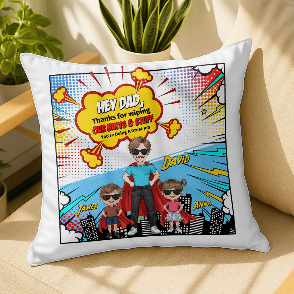 Personalized Superhero Dad Custom Pillow Gift for Father's Day Pillow GradoCreations
