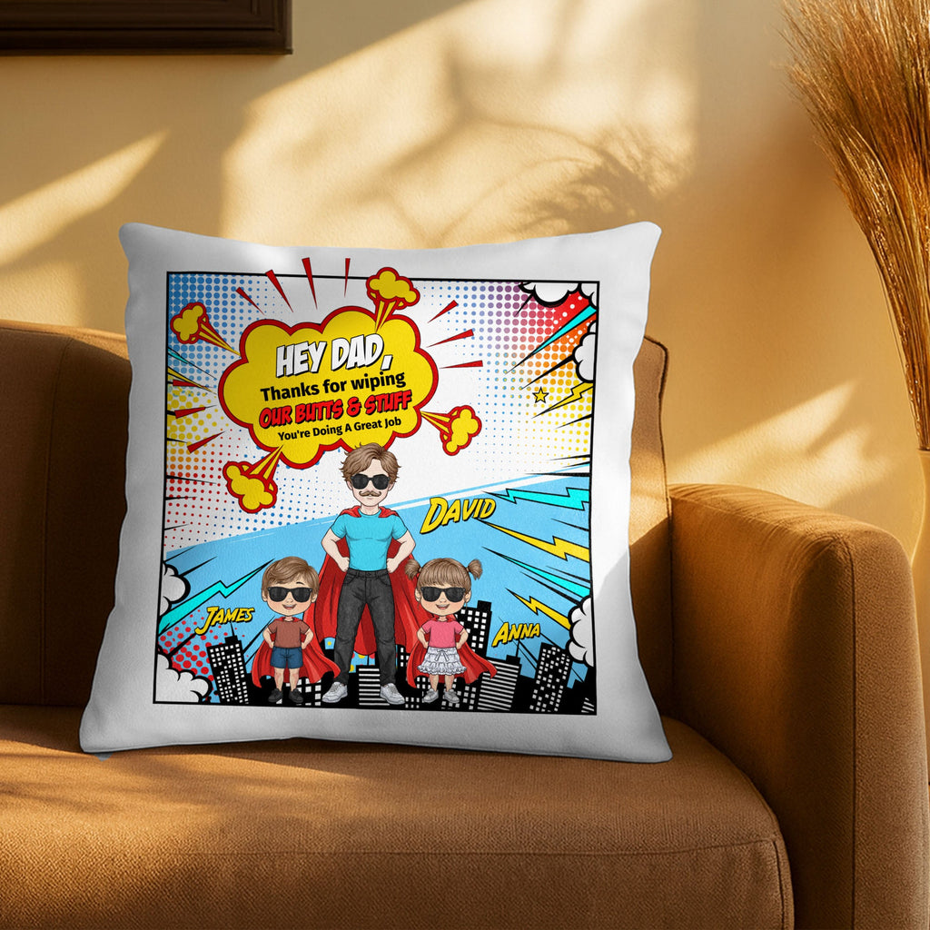 Personalized Superhero Dad Custom Pillow Gift for Father's Day Pillow GradoCreations