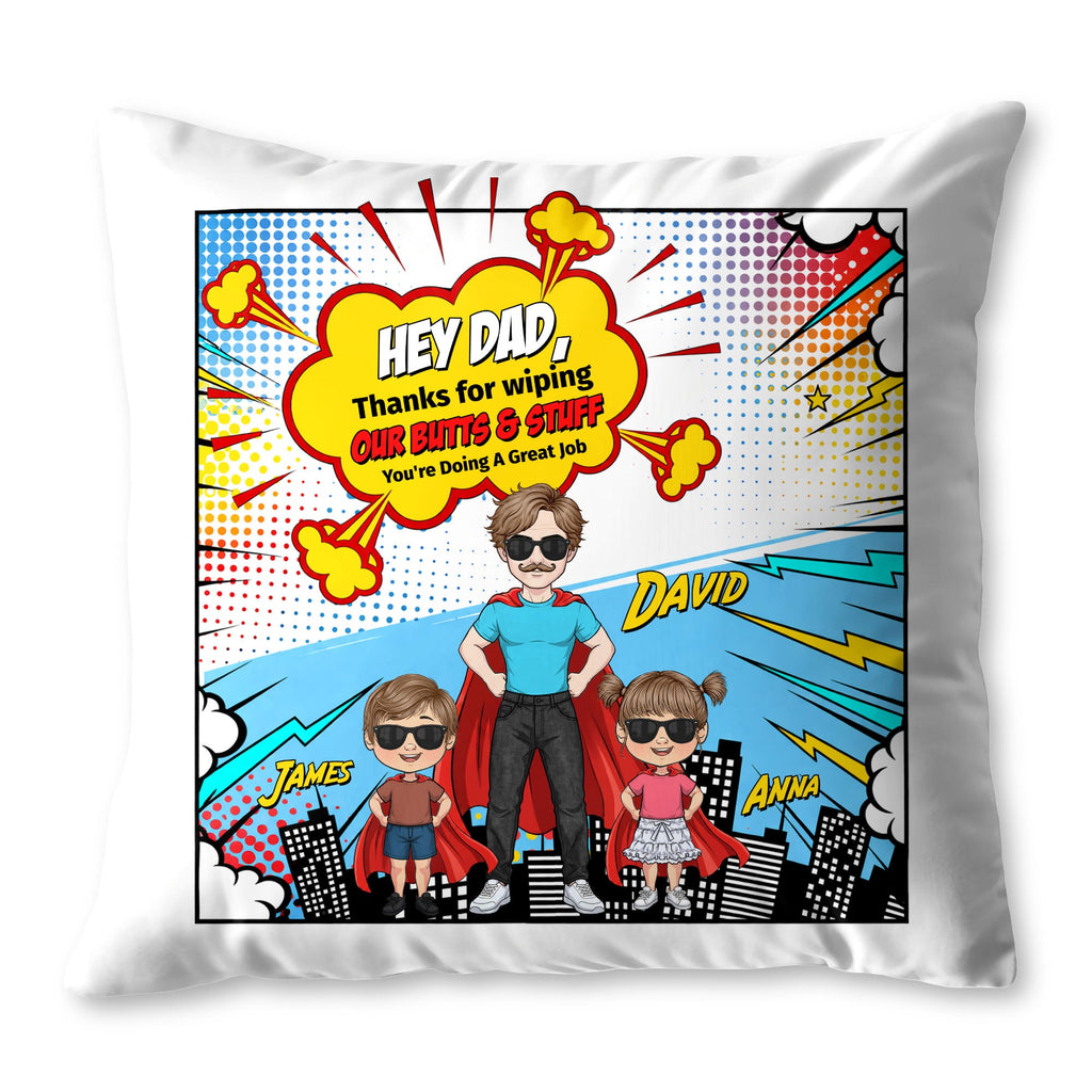 Personalized Superhero Dad Custom Pillow Gift for Father's Day Pillow GradoCreations
