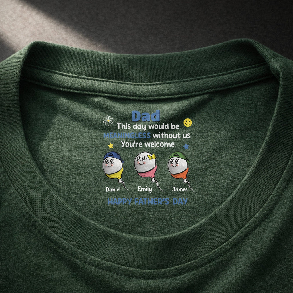 Personalized Inside Neck Print T-Shirt Gift for Dad Basic Shirt, Print inside back collar GradoCreations