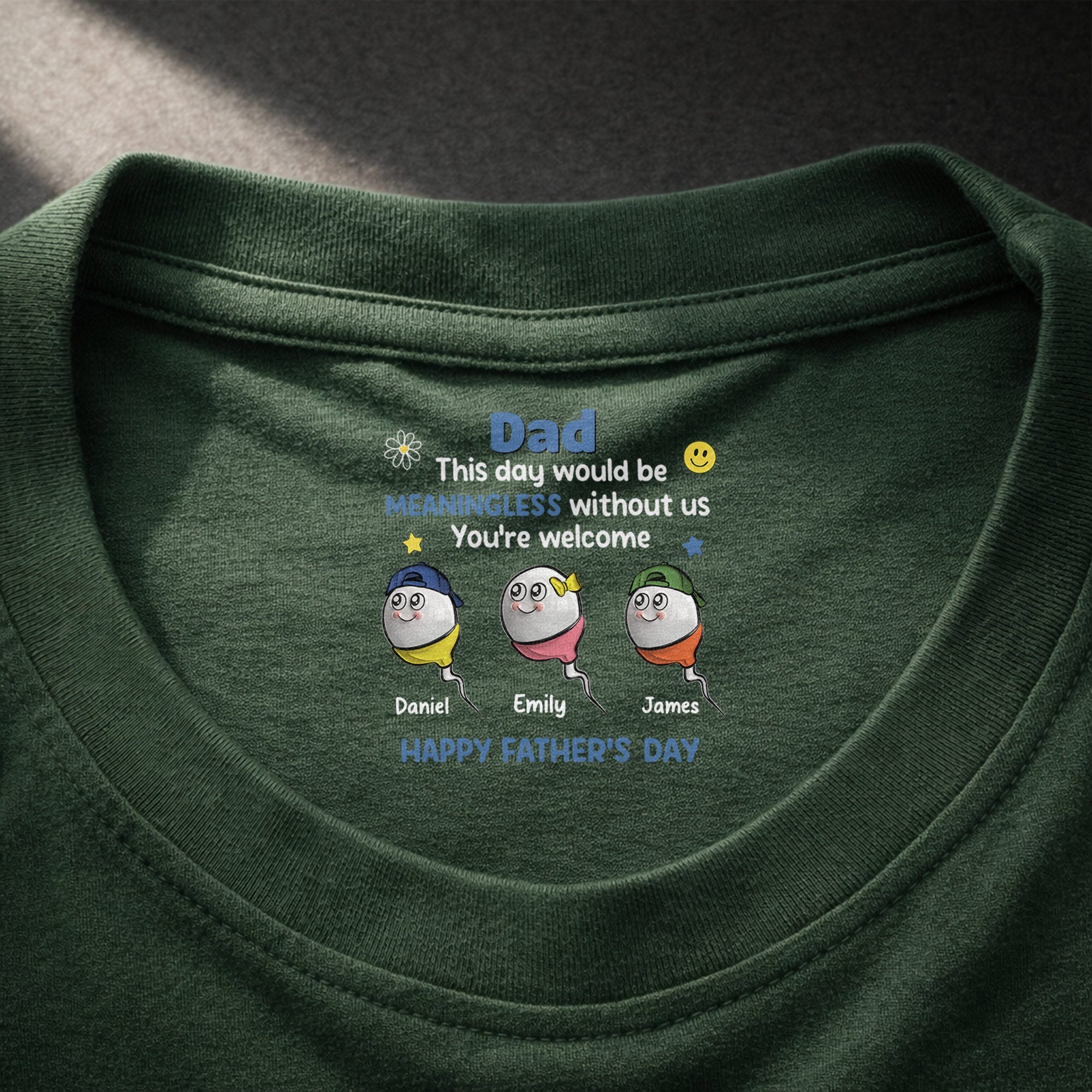 Personalized Inside Neck Print T-Shirt Gift for Dad Basic Shirt, Print inside back collar GradoCreations