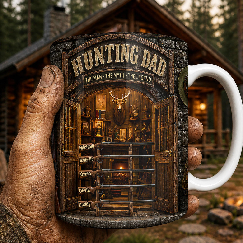Personalized Hunting Mug Custom Name Gift for Dad Myth Legend Edge-to-edge Mug GradoCreations